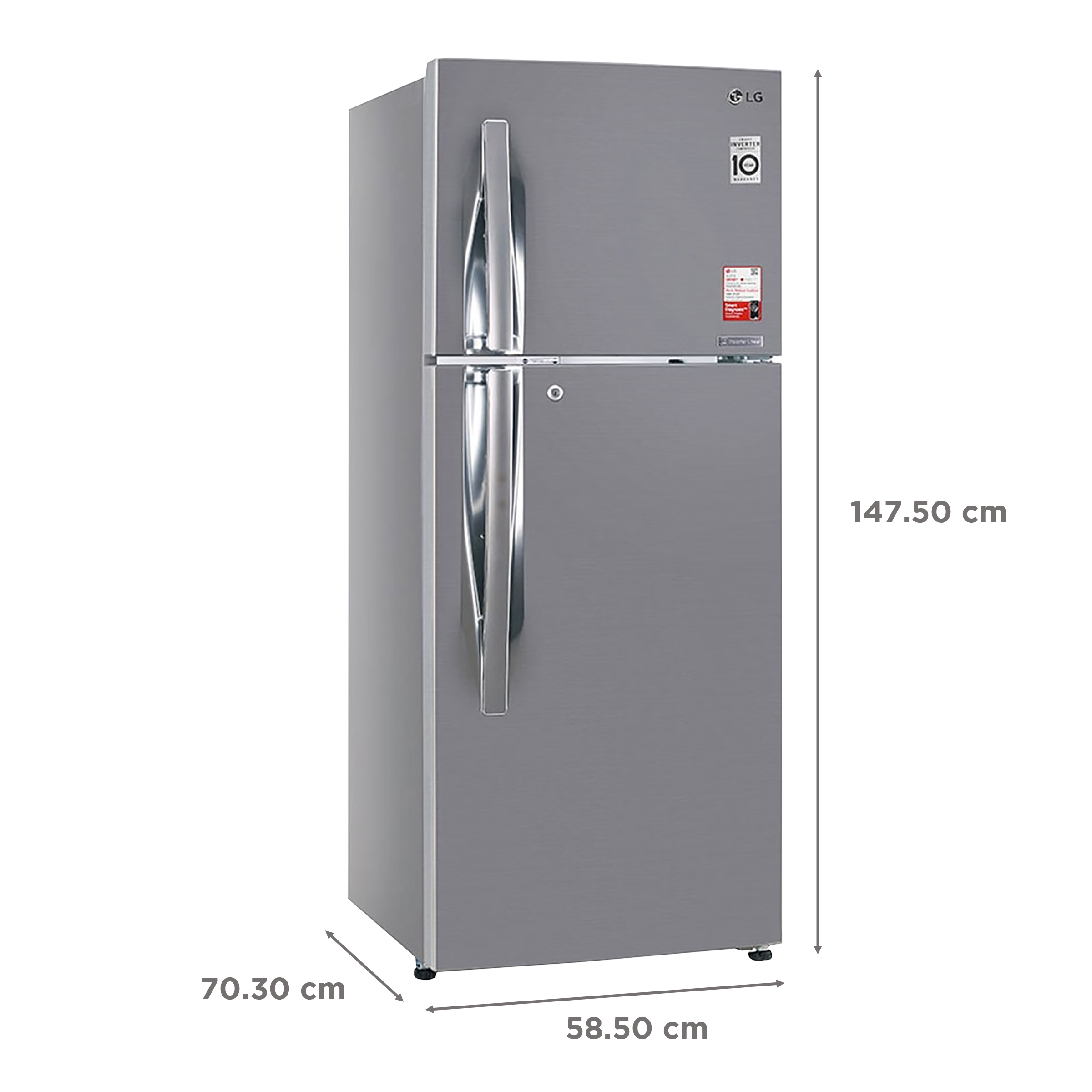 LG 240 Litres 2 Star Frost Free Double Door Convertible Refrigerator with Auto Smart Connect (GL-S292RPZY, Shiny Steel)_3