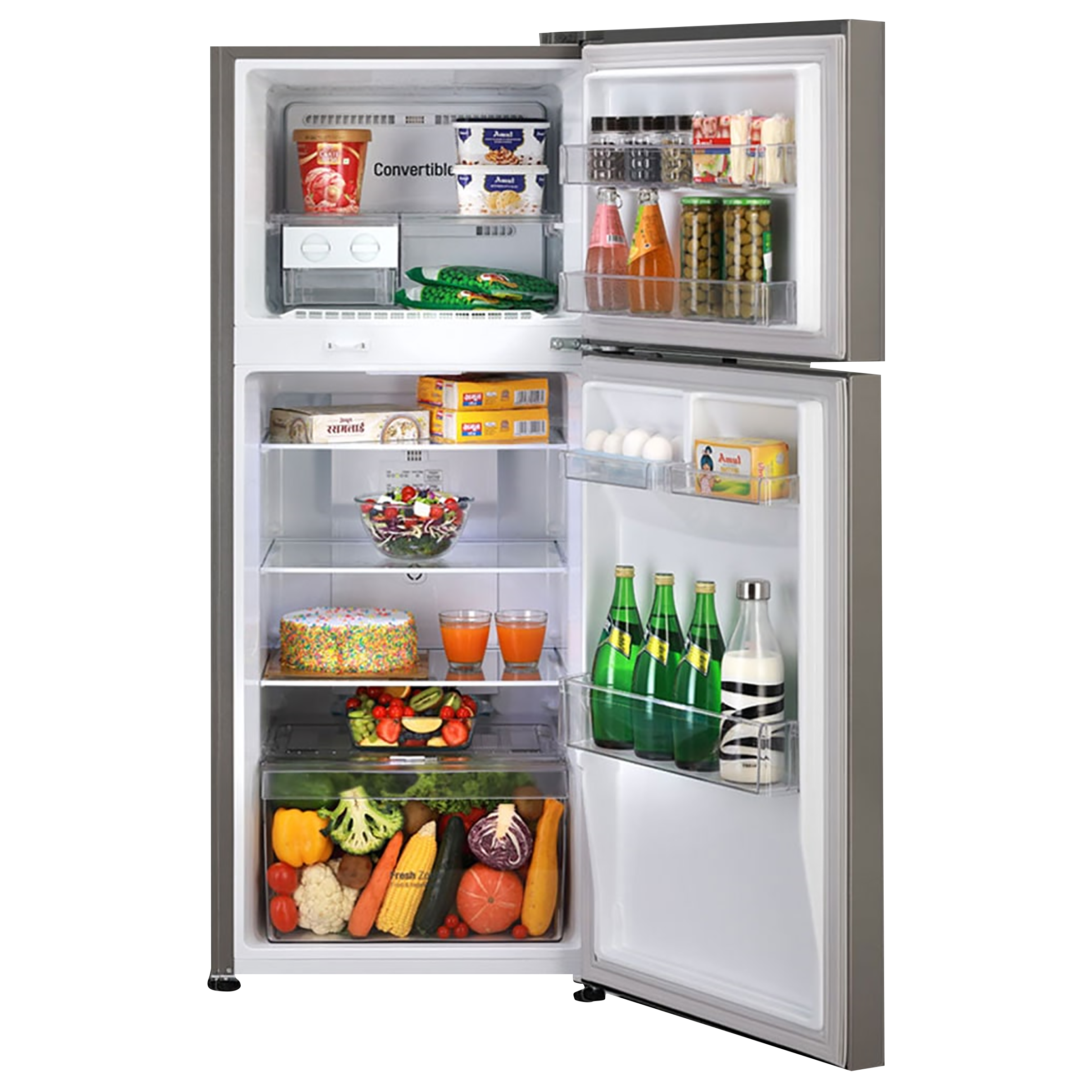 LG 240 Litres 2 Star Frost Free Double Door Convertible Refrigerator with Auto Smart Connect (GL-S292RPZY, Shiny Steel)_5