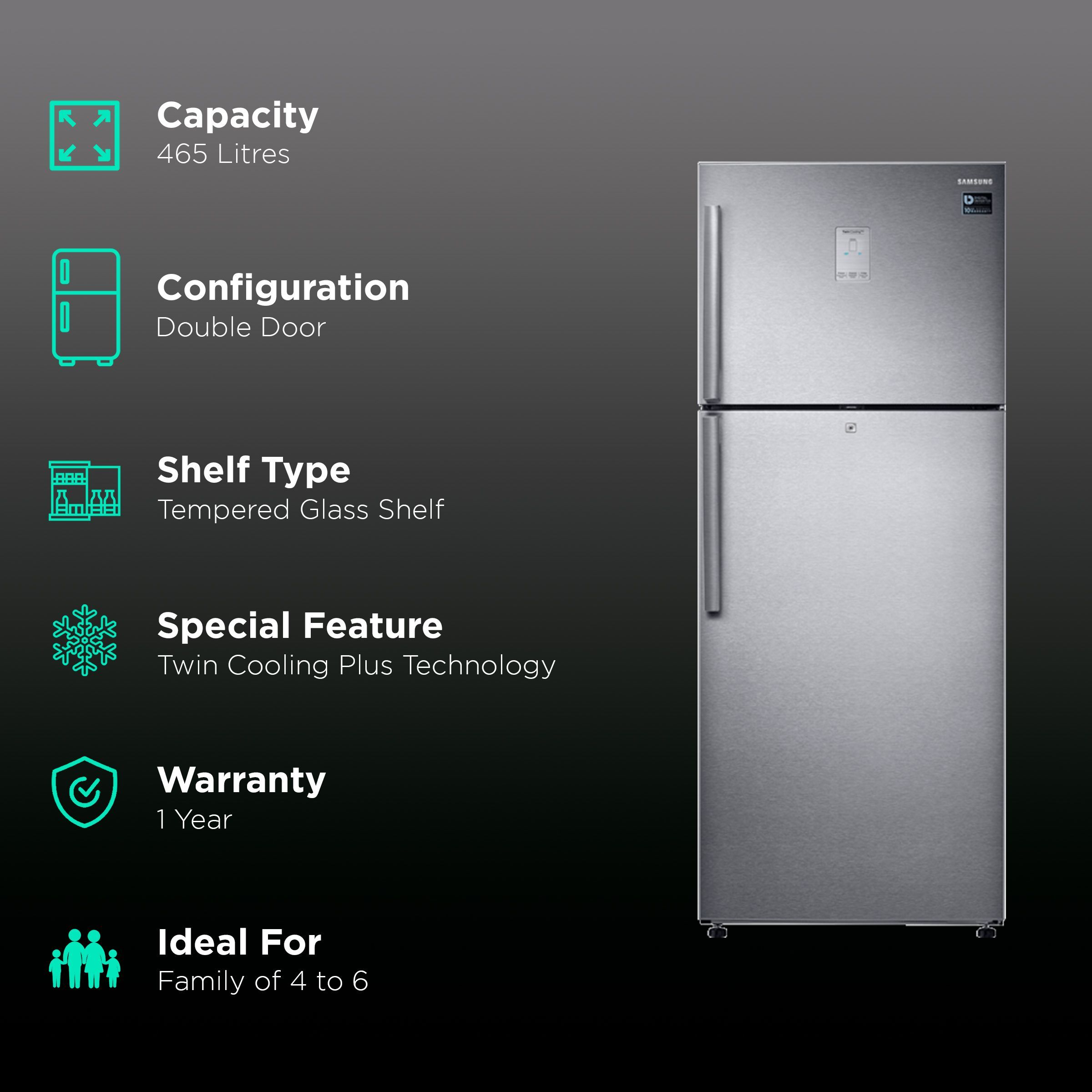 SAMSUNG 465 Litres 3 Star Frost Free Double Door Convertible Refrigerator with Multi Air Flow System (RT47T635ESL/TL, EZ Clean Steel)_2