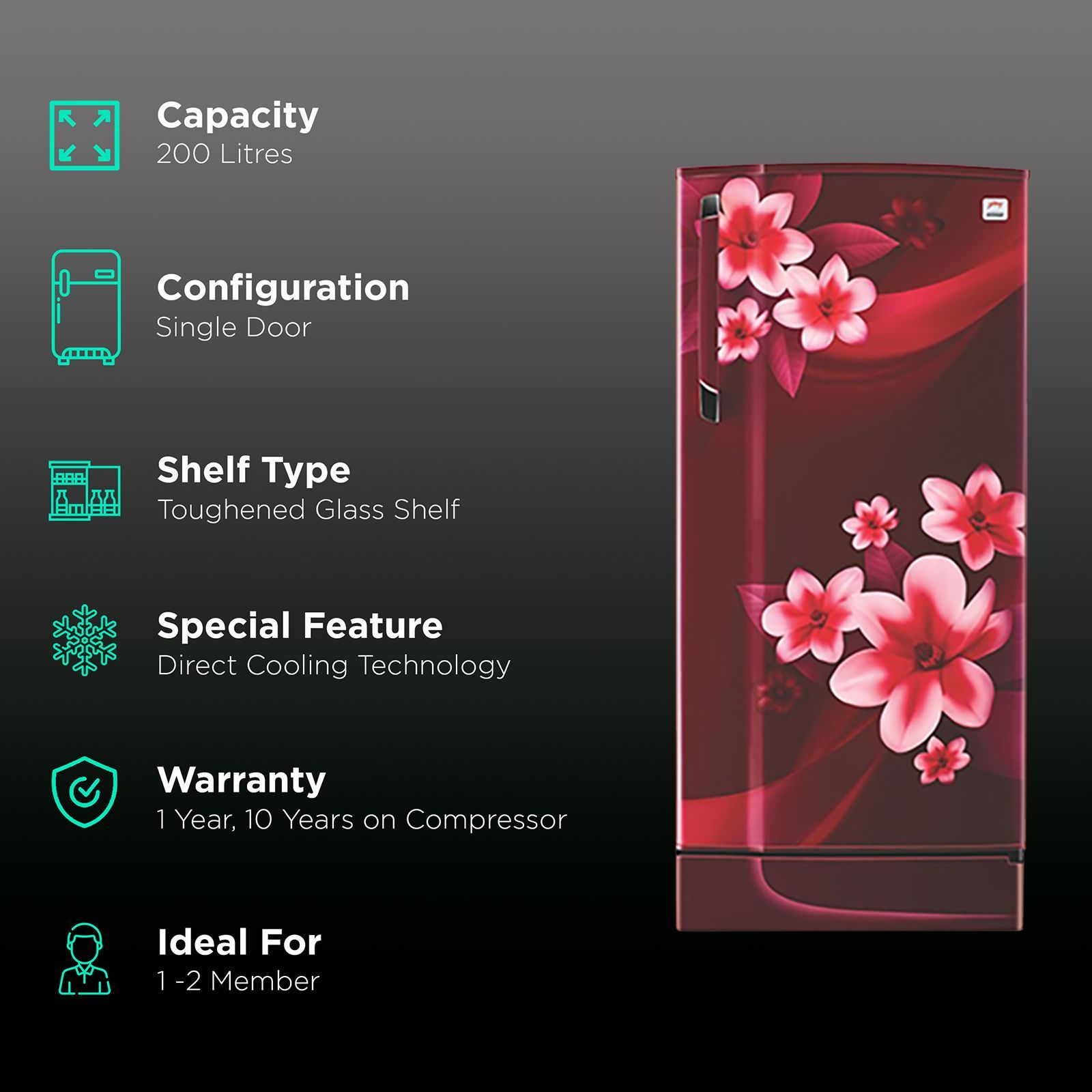 Godrej Edge 200 Litres 3 Star Direct Cool Single Door Refrigerator with Uniform Cooling Technology (RD EDGE 215C 33 TA, Pep Wine)_2