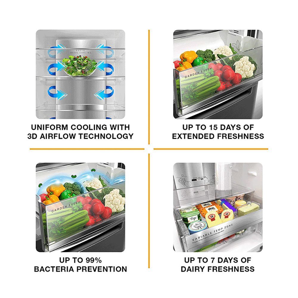 Whirlpool Intellifresh Pro 325 Litres 3 Star Frost Free Double Door Bottom Mount Refrigerator with AI Technology (IFPRO BM INV 340 ELT, Omega Steel)_10