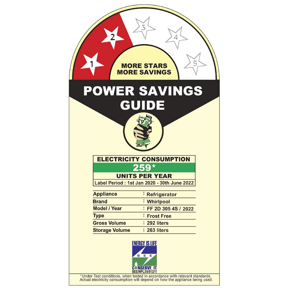 Whirlpool NeoFresh 292 Litres 2 Star Frost Free Double Door Refrigerator with 6th Sense DeepFreeze Technology (NEO 305GD PRM, Crystal Black)_10