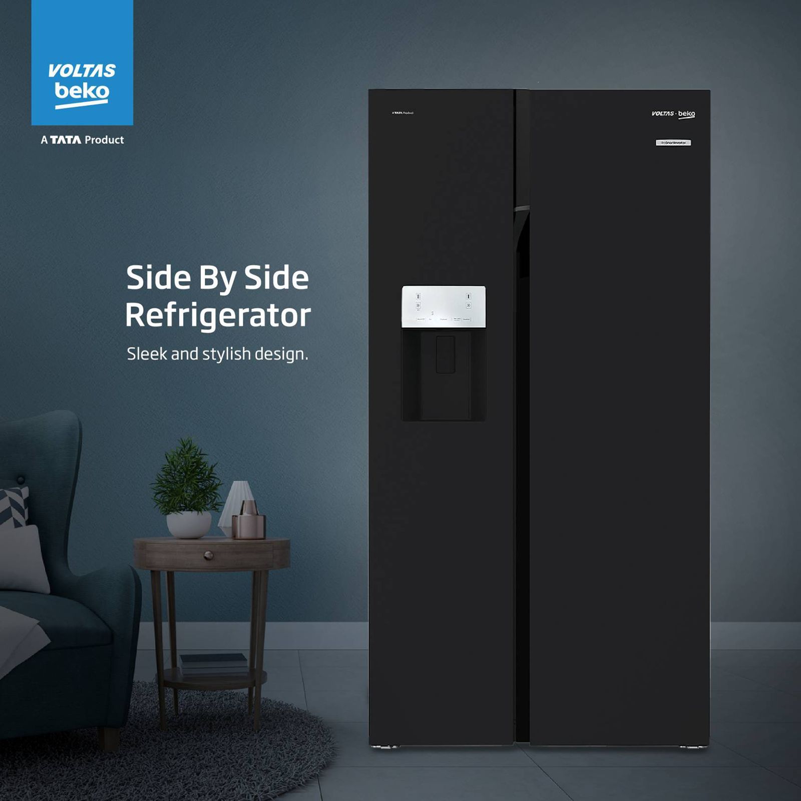 VOLTAS beko 634 Litres Frost Free Side by Side Refrigerator with Neo Frost Dual Cooling (RSB655GBRF, Glass Black) VOLTAS beko 634 Litres Frost Free Side by Side Refrigerator with Neo Frost Dual Cooling (RSB655GBRF, Glass Black)_8