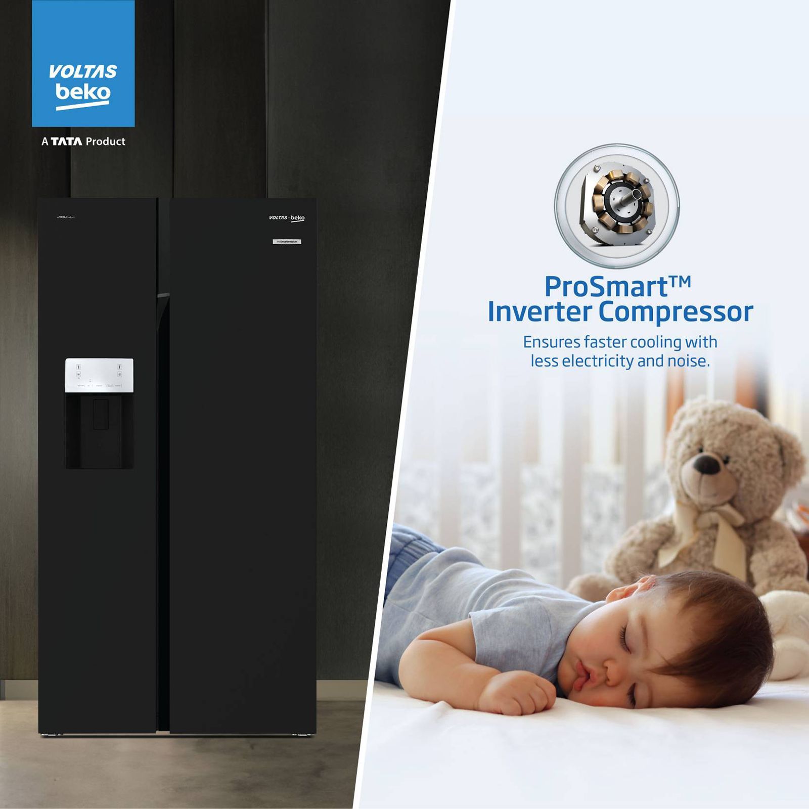 VOLTAS beko 634 Litres Frost Free Side by Side Refrigerator with Neo Frost Dual Cooling (RSB655GBRF, Glass Black) VOLTAS beko 634 Litres Frost Free Side by Side Refrigerator with Neo Frost Dual Cooling (RSB655GBRF, Glass Black)_9