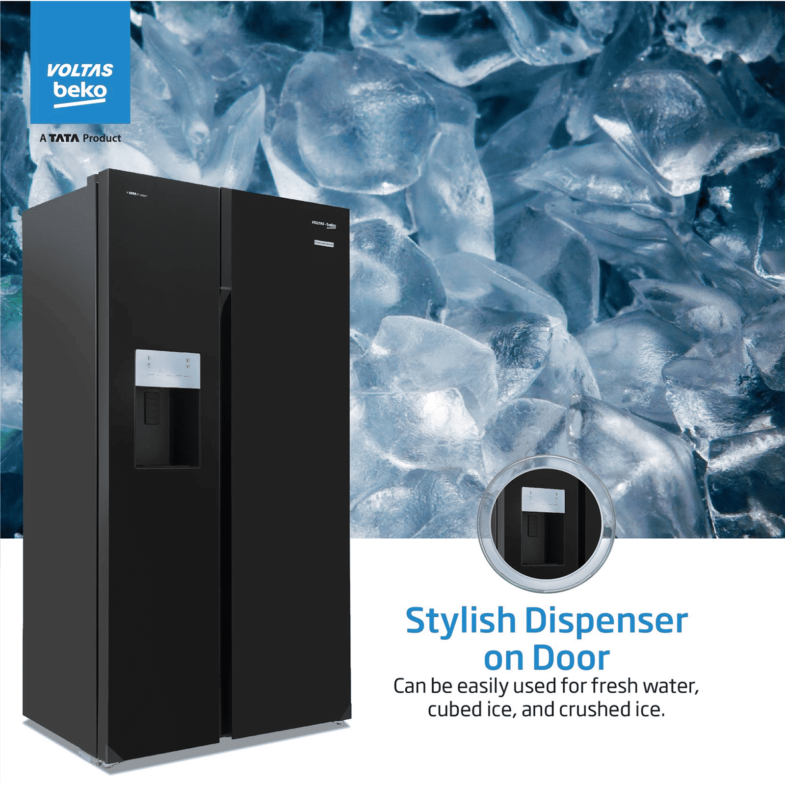 VOLTAS beko 634 Litres Frost Free Side by Side Refrigerator with Neo Frost Dual Cooling (RSB655GBRF, Glass Black) VOLTAS beko 634 Litres Frost Free Side by Side Refrigerator with Neo Frost Dual Cooling (RSB655GBRF, Glass Black)_10