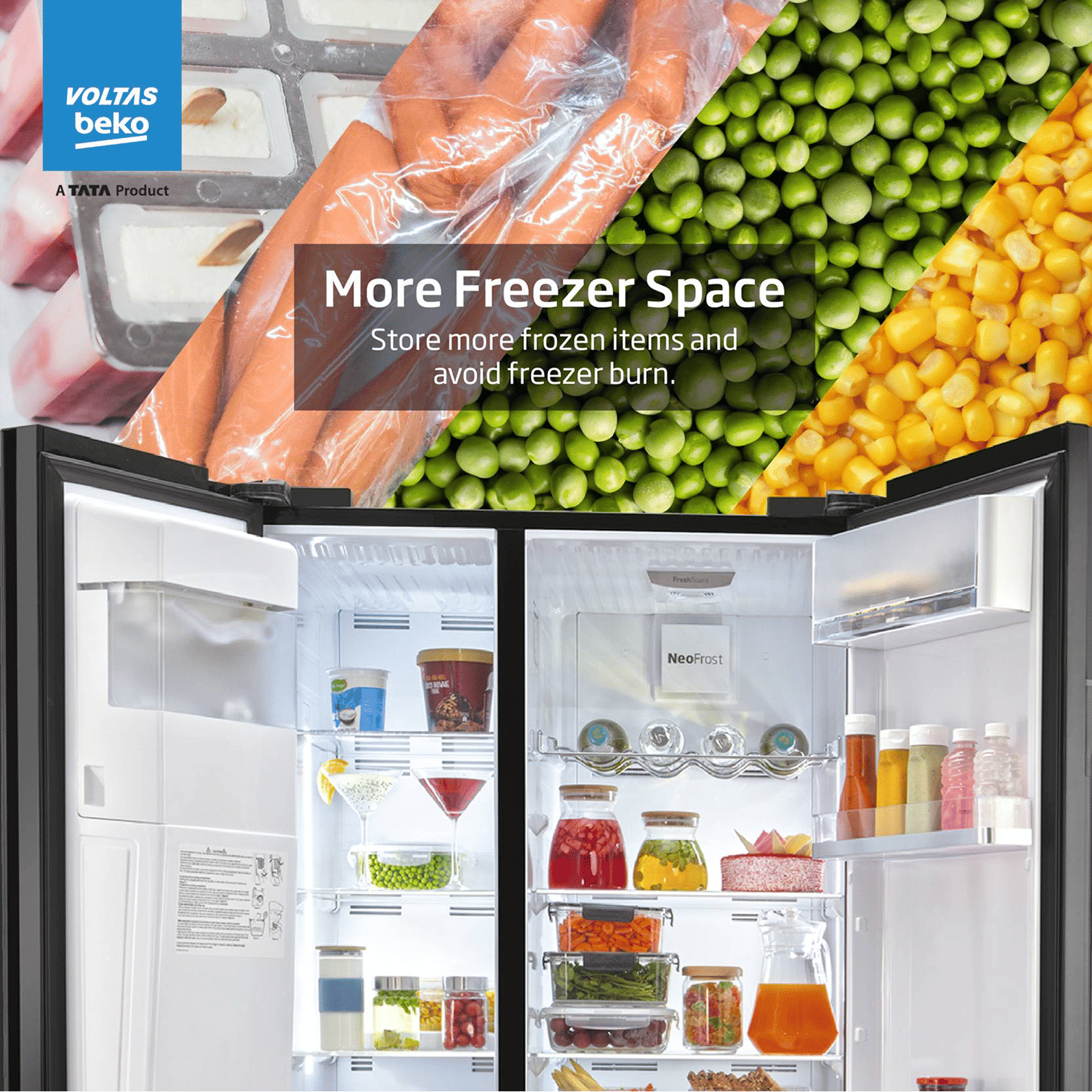 VOLTAS beko 634 Litres Frost Free Side by Side Refrigerator with Neo Frost Dual Cooling (RSB655GBRF, Glass Black) VOLTAS beko 634 Litres Frost Free Side by Side Refrigerator with Neo Frost Dual Cooling (RSB655GBRF, Glass Black)_13