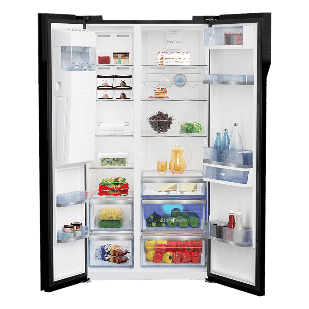 VOLTAS beko 634 Litres Frost Free Side by Side Refrigerator with Neo Frost Dual Cooling (RSB655GBRF, Glass Black) VOLTAS beko 634 Litres Frost Free Side by Side Refrigerator with Neo Frost Dual Cooling (RSB655GBRF, Glass Black)_5