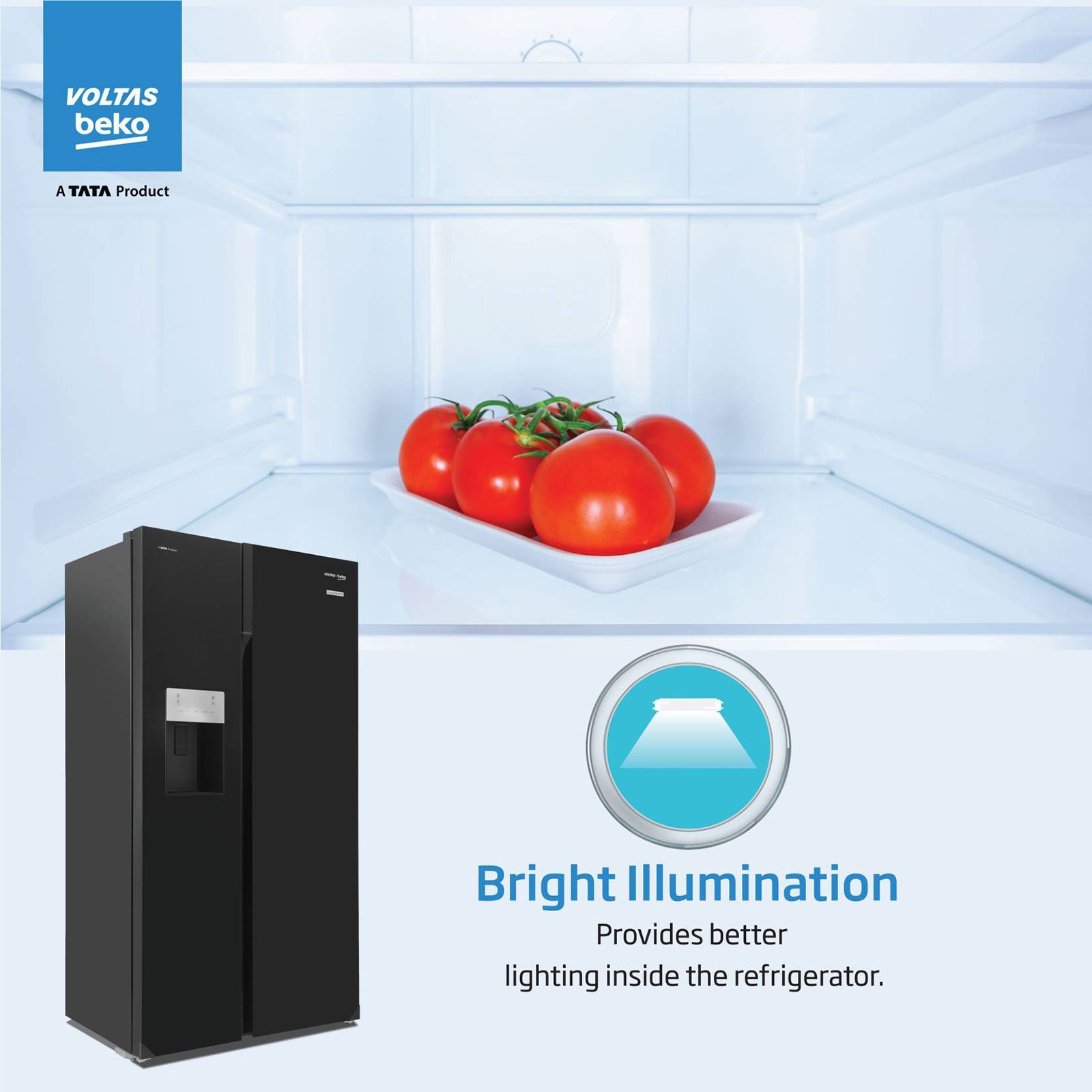 VOLTAS beko 634 Litres Frost Free Side by Side Refrigerator with Neo Frost Dual Cooling (RSB655GBRF, Glass Black) VOLTAS beko 634 Litres Frost Free Side by Side Refrigerator with Neo Frost Dual Cooling (RSB655GBRF, Glass Black)_6