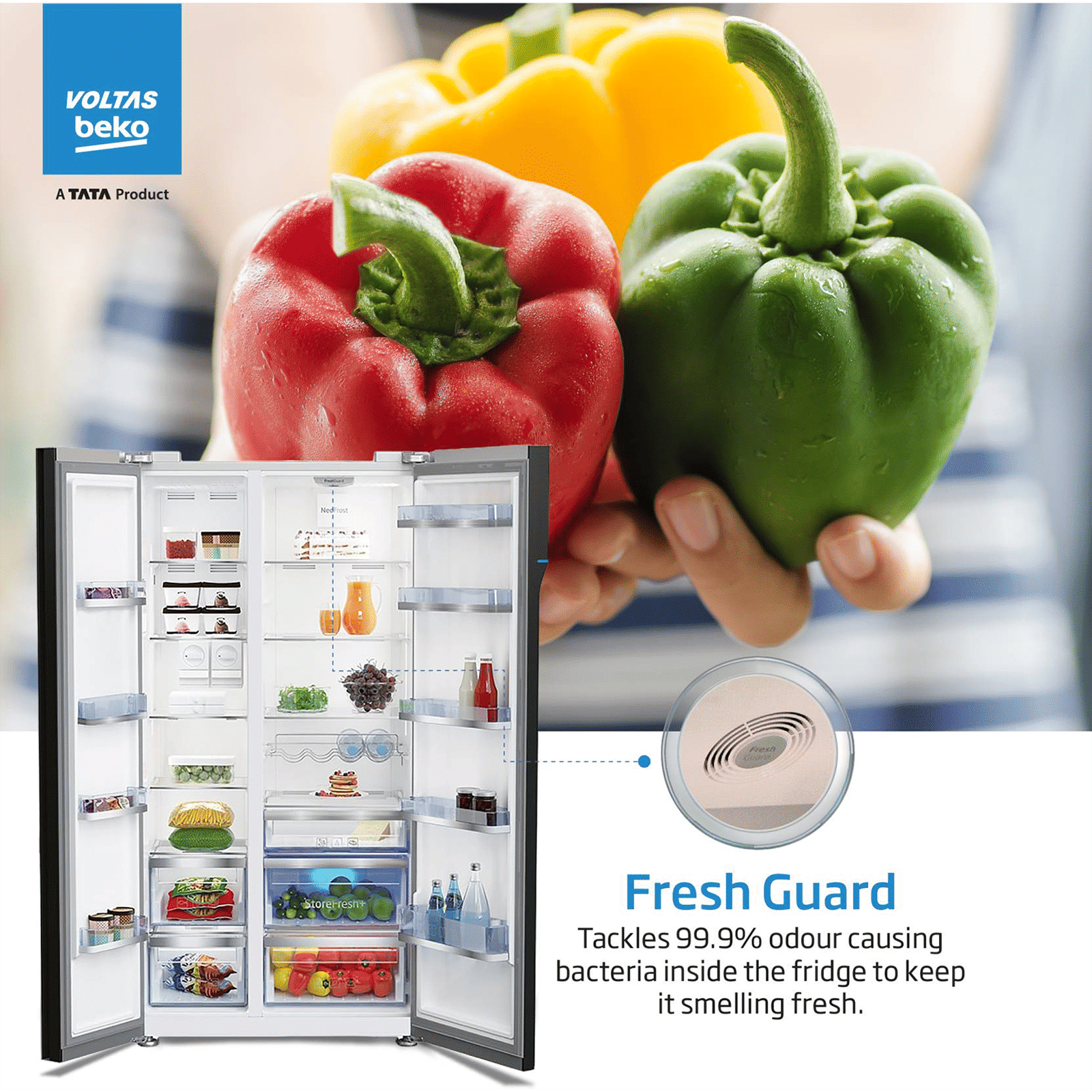 VOLTAS beko 634 Litres Frost Free Side by Side Refrigerator with Neo Frost Dual Cooling (RSB665XPRF, Inox Look) VOLTAS beko 634 Litres Frost Free Side by Side Refrigerator with Neo Frost Dual Cooling (RSB665XPRF, Inox Look)_10