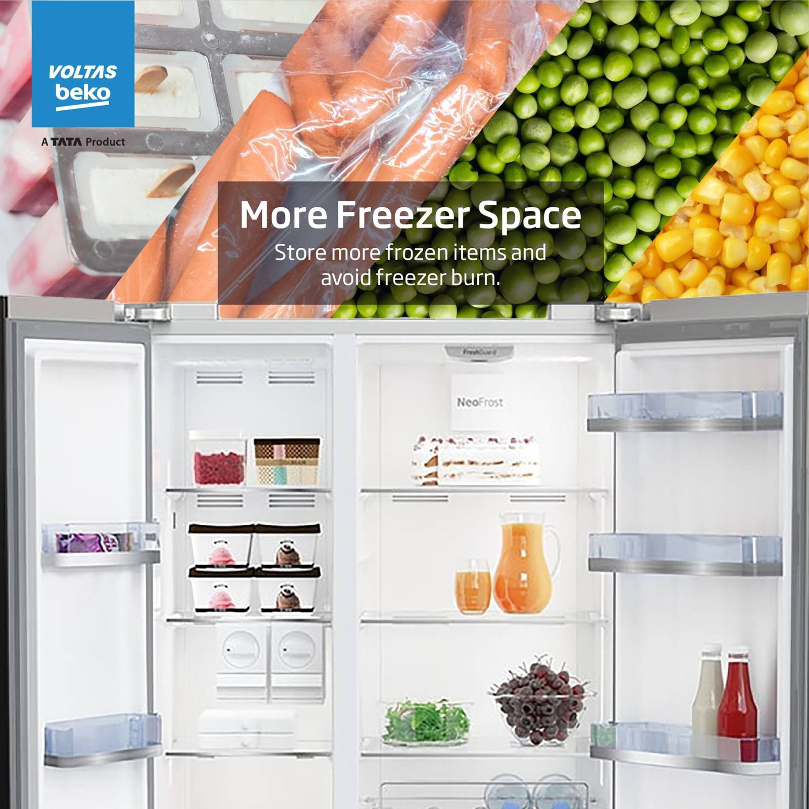 VOLTAS beko 634 Litres Frost Free Side by Side Refrigerator with Neo Frost Dual Cooling (RSB665XPRF, Inox Look) VOLTAS beko 634 Litres Frost Free Side by Side Refrigerator with Neo Frost Dual Cooling (RSB665XPRF, Inox Look)_11