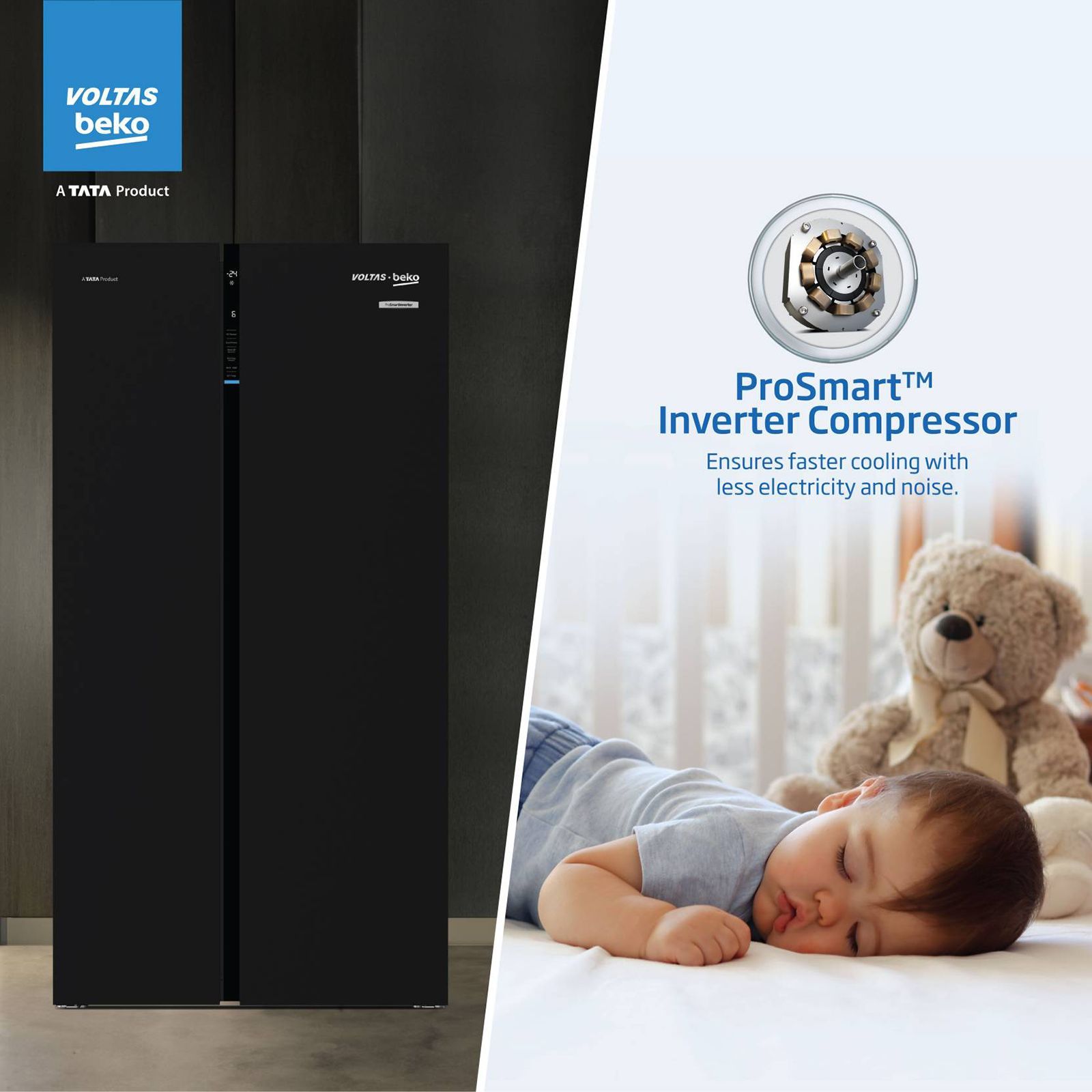 VOLTAS beko 640 Litres Frost Free Side by Side Refrigerator with Neo Frost Dual Cooling (RSB665GBRF, Glass Black) VOLTAS beko 640 Litres Frost Free Side by Side Refrigerator with Neo Frost Dual Cooling (RSB665GBRF, Glass Black)_12