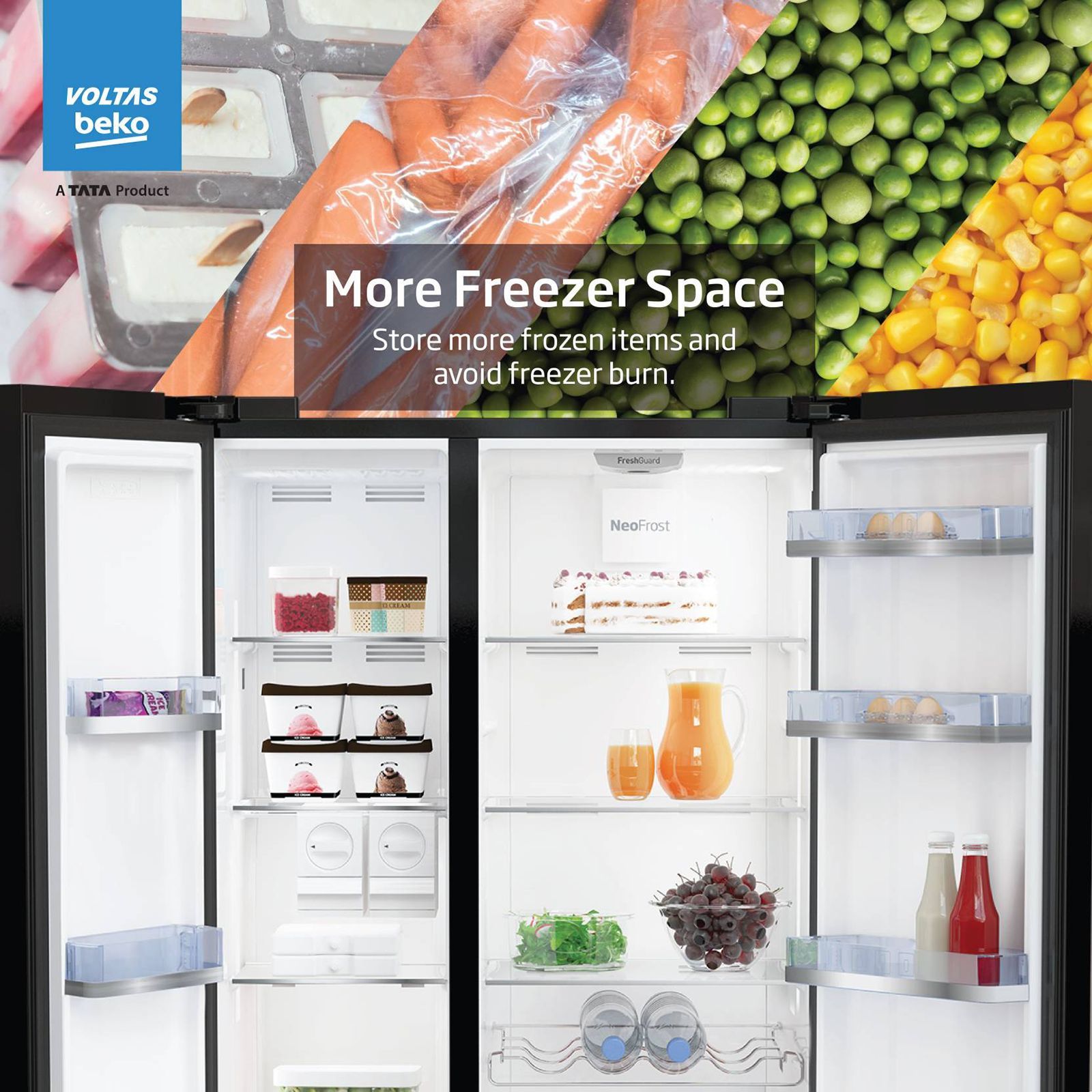 VOLTAS beko 640 Litres Frost Free Side by Side Refrigerator with Neo Frost Dual Cooling (RSB665GBRF, Glass Black) VOLTAS beko 640 Litres Frost Free Side by Side Refrigerator with Neo Frost Dual Cooling (RSB665GBRF, Glass Black)_13
