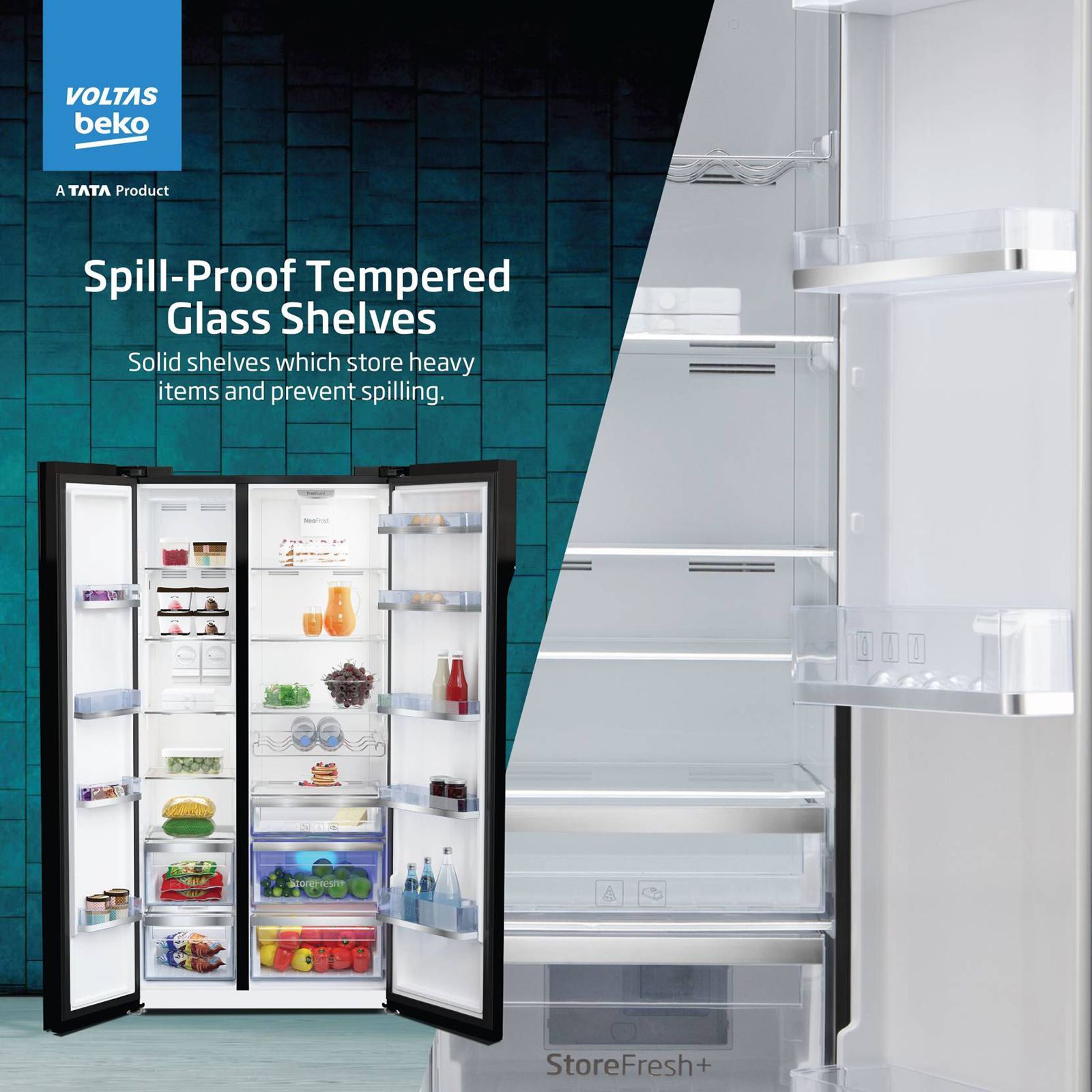 VOLTAS beko 640 Litres Frost Free Side by Side Refrigerator with Neo Frost Dual Cooling (RSB665GBRF, Glass Black) VOLTAS beko 640 Litres Frost Free Side by Side Refrigerator with Neo Frost Dual Cooling (RSB665GBRF, Glass Black)_18