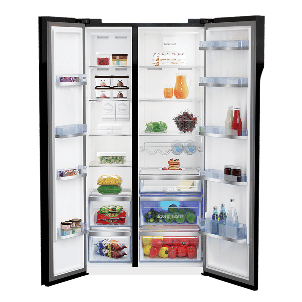 VOLTAS beko 640 Litres Frost Free Side by Side Refrigerator with Neo Frost Dual Cooling (RSB665GBRF, Glass Black) VOLTAS beko 640 Litres Frost Free Side by Side Refrigerator with Neo Frost Dual Cooling (RSB665GBRF, Glass Black)_5