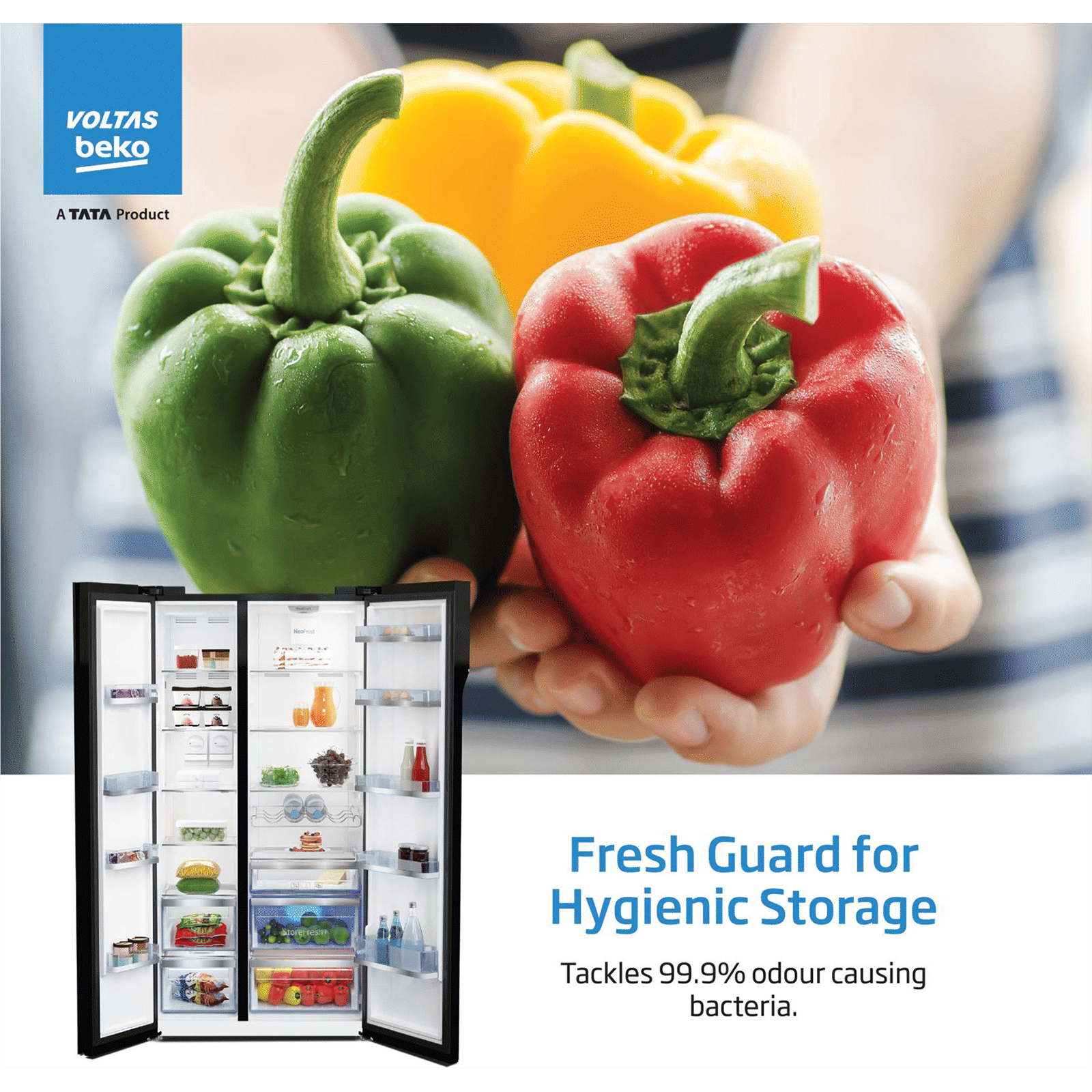 VOLTAS beko 640 Litres Frost Free Side by Side Refrigerator with Neo Frost Dual Cooling (RSB665GBRF, Glass Black) VOLTAS beko 640 Litres Frost Free Side by Side Refrigerator with Neo Frost Dual Cooling (RSB665GBRF, Glass Black)_6