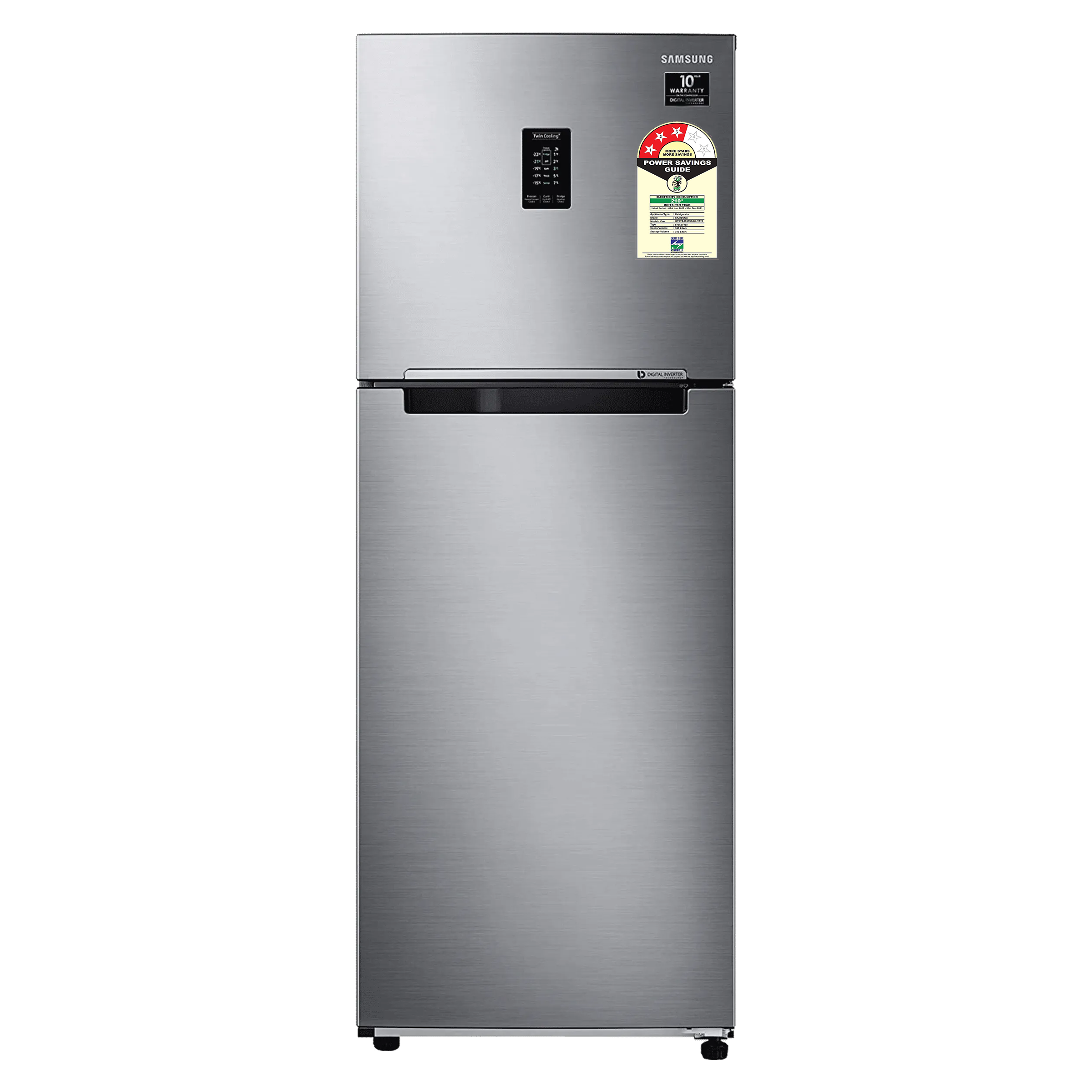 SAMSUNG 336 Litres 3 Star Frost Free Double Door Convertible Refrigerator with Curd Maestro (RT37T4632SL/HL, Elegant Inox)_1