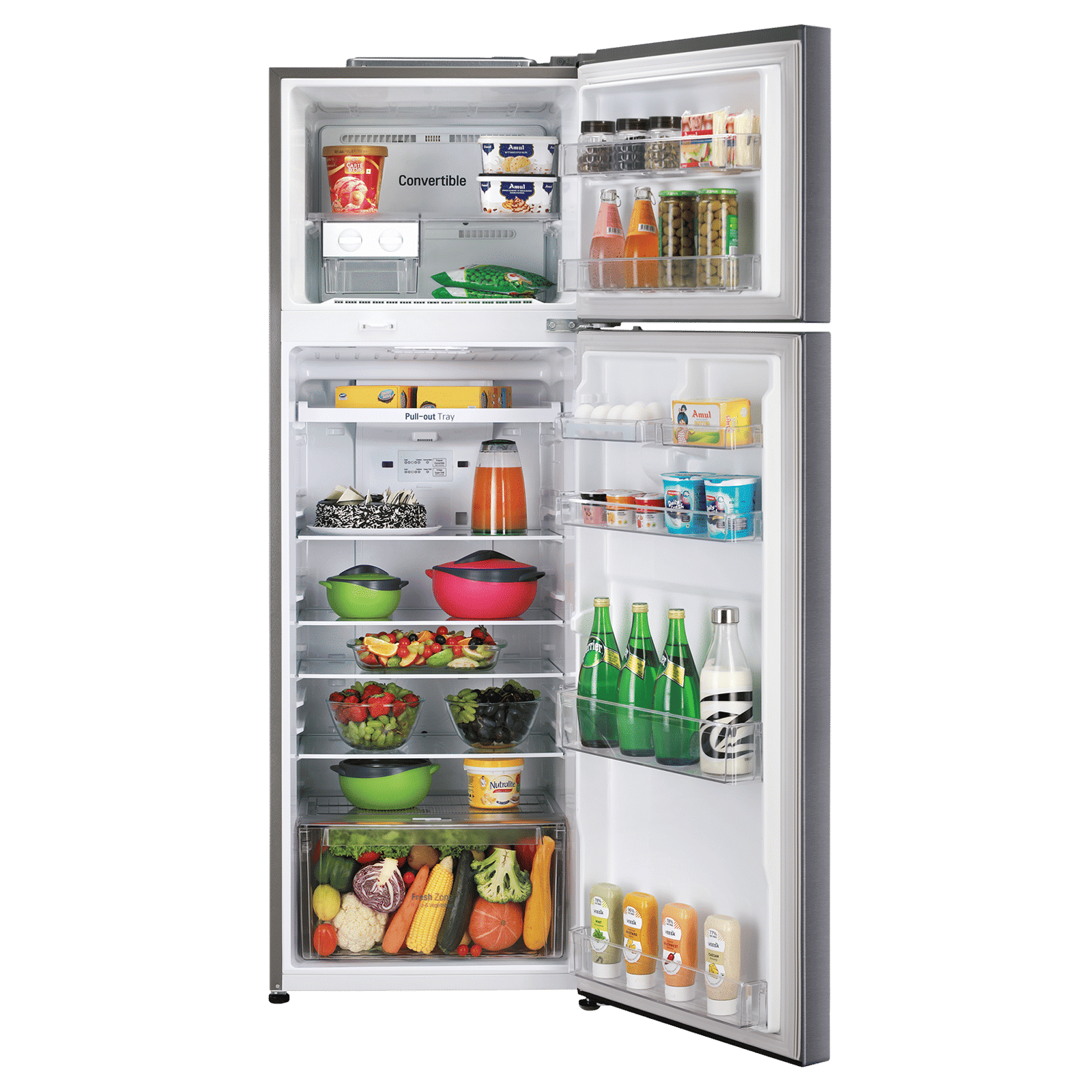LG 360 Litres 2 Star Frost Free Double Door Convertible Refrigerator with Multi Air Flow System (GL-S402RPZY.DPZZEB, Shiny Steel)_5