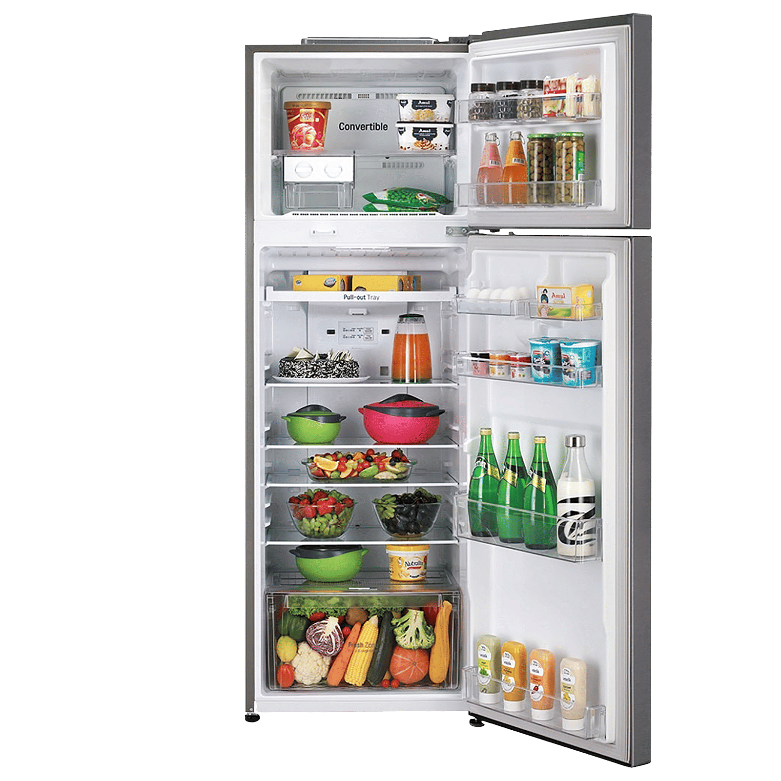 LG 360 Litres 2 Star Frost Free Double Door Convertible Refrigerator with Multi Air Flow System (GL-S402RDSY.DDSZEB, Dazzle Steel)_5