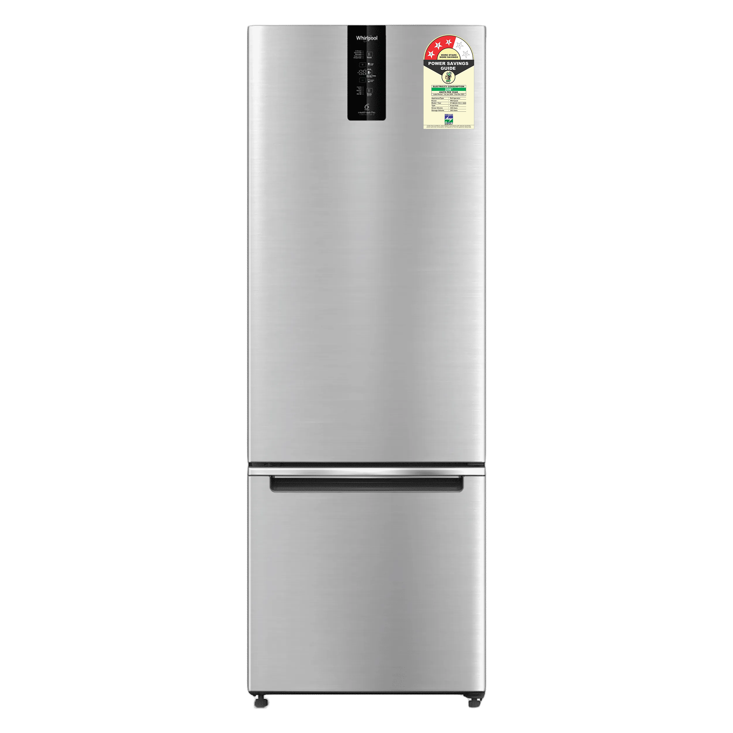 Whirlpool Intellifresh Pro 355 Litres 3 Star Frost Free Double Door Bottom Mount Convertible Refrigerator with MicroBlock Technology (IFPRO BM INV CNV, Omega Steel)_1