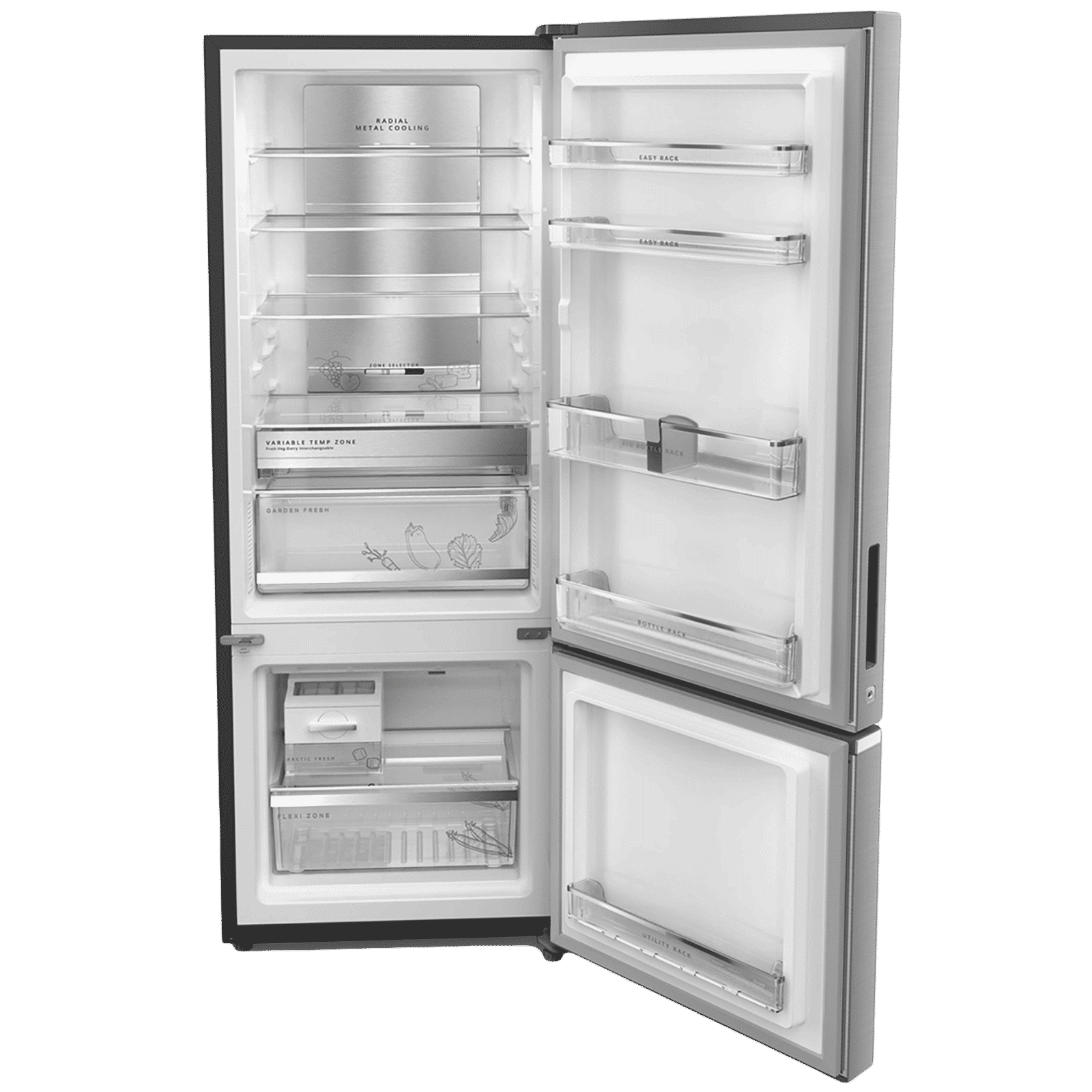 Whirlpool Intellifresh Pro 355 Litres 3 Star Frost Free Double Door Bottom Mount Convertible Refrigerator with MicroBlock Technology (IFPRO BM INV CNV, Omega Steel)_6