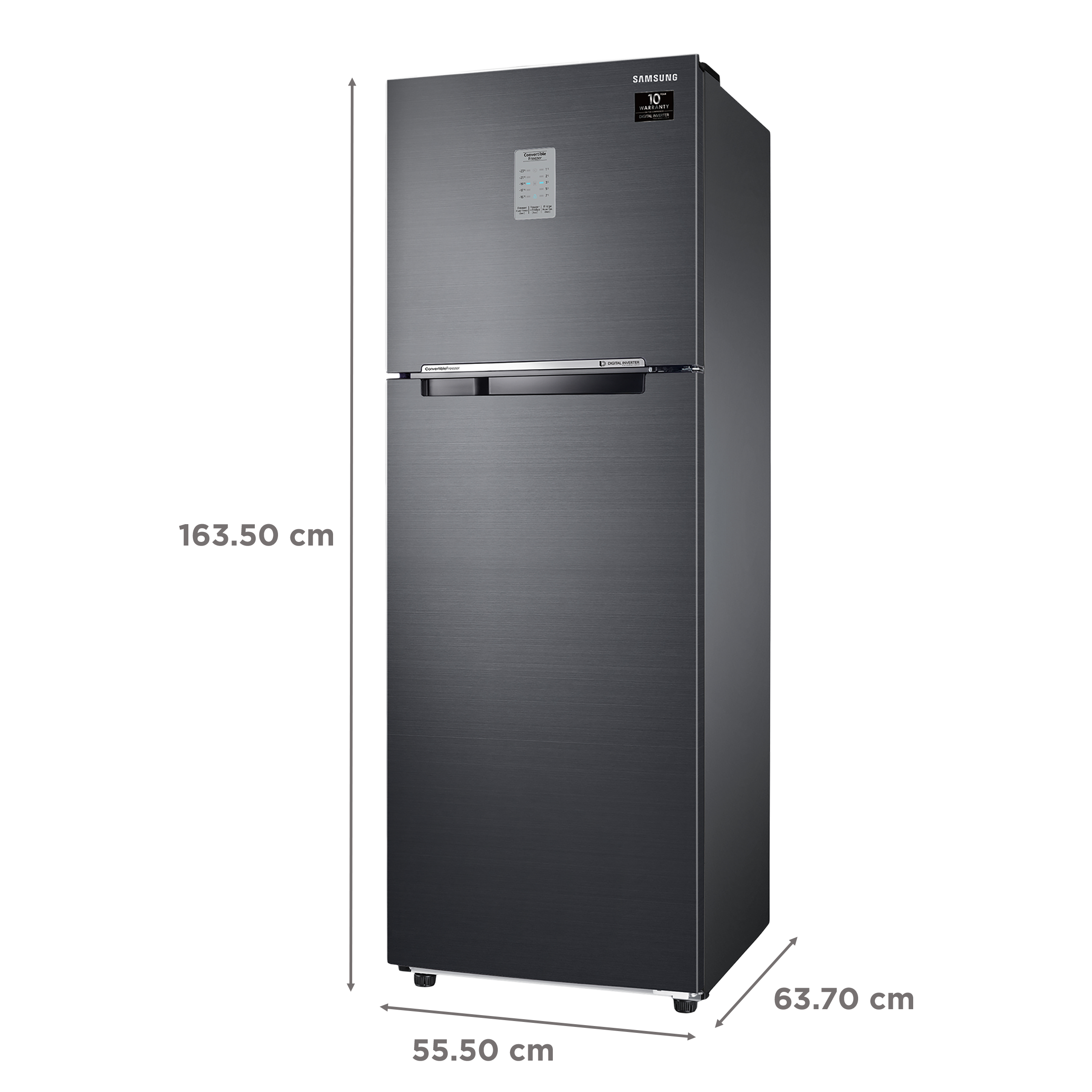 SAMSUNG 275 Litres 3 Star Frost Free Double Door Convertible Refrigerator with Power Cool Function (RT30A3743BX/HL, Luxe Black)_3