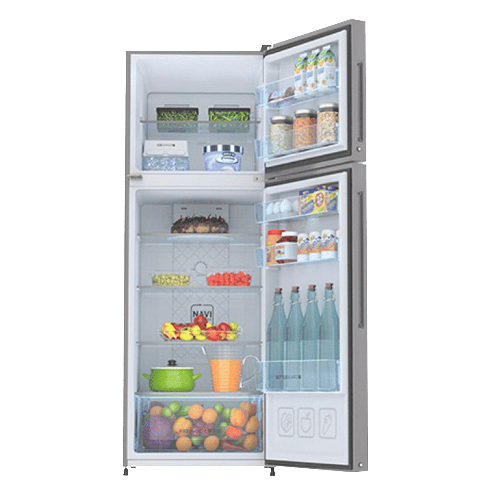 Haier 268 Litres 3 Star Frost Free Double Door Convertible Refrigerator with Turbo Icing Technology (HRF-2984BS-E, Brushline Silver)_5