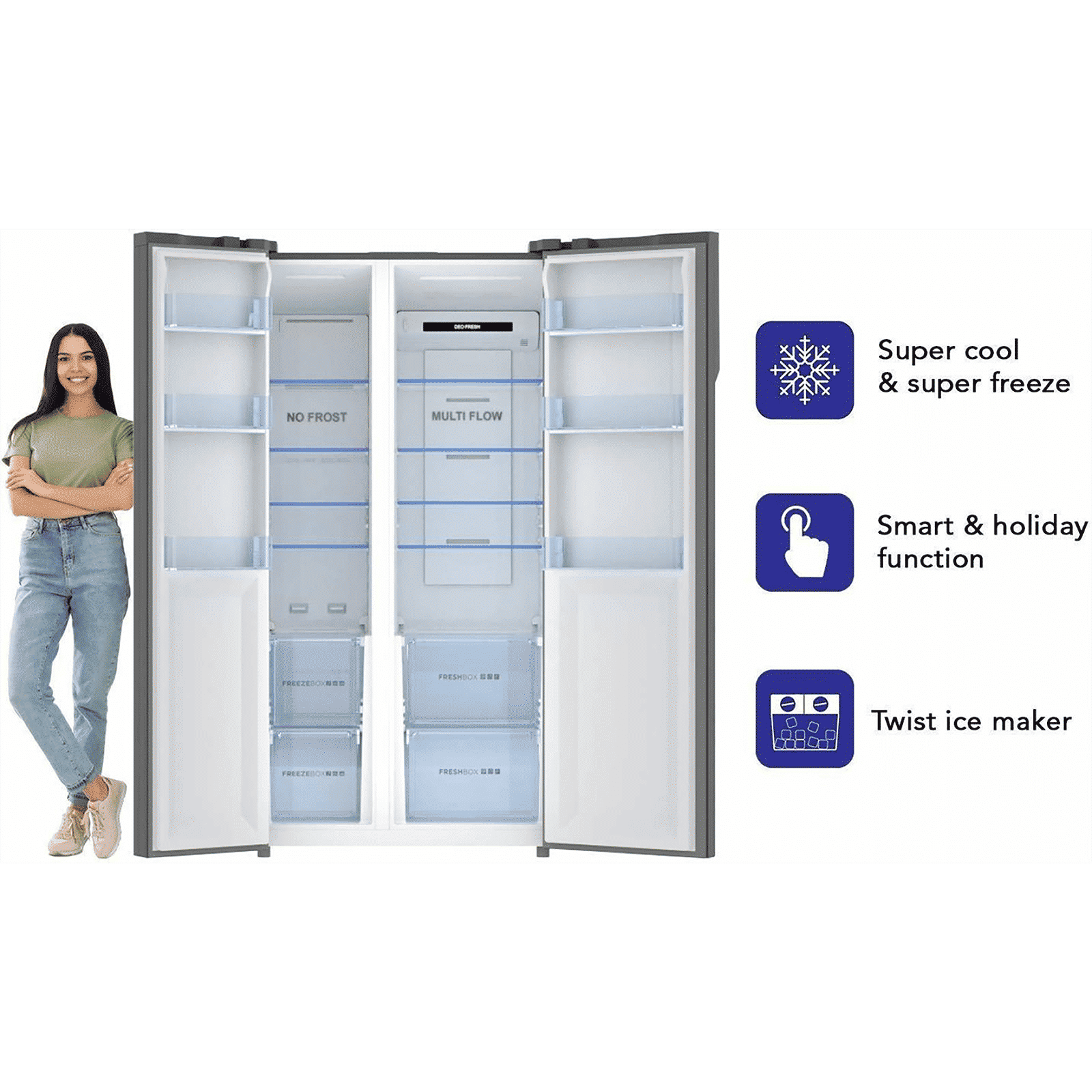 Haier 570 Litres A+ Frost Free Side by Side Refrigerator with Deo Fresh Technology (HRF-622SS, Shiny Steel) Haier 570 Litres A+ Frost Free Side by Side Refrigerator with Deo Fresh Technology (HRF-622SS, Shiny Steel)_12