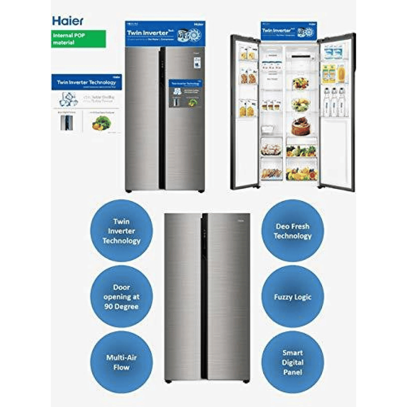 Haier 570 Litres A+ Frost Free Side by Side Refrigerator with Deo Fresh Technology (HRF-622SS, Shiny Steel) Haier 570 Litres A+ Frost Free Side by Side Refrigerator with Deo Fresh Technology (HRF-622SS, Shiny Steel)_13