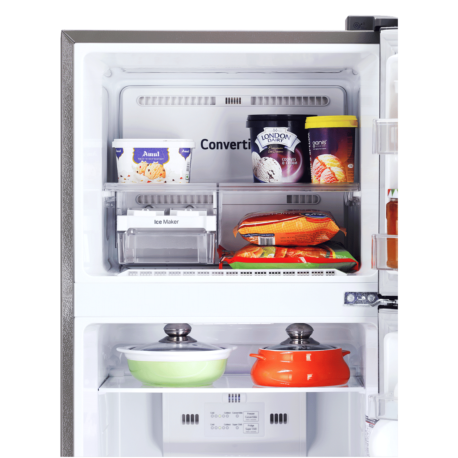 LG 308 Litres 2 Star Frost Free Double Door Convertible Refrigerator with Multi Air Flow System (GL-S322SDSY.ADSZEB, Dazzle Steel)_10