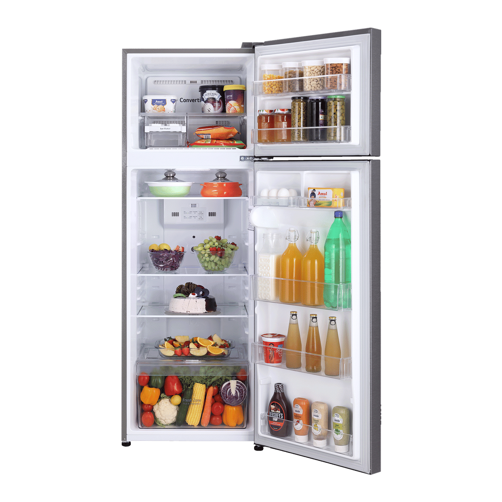 LG 308 Litres 2 Star Frost Free Double Door Convertible Refrigerator with Multi Air Flow System (GL-S322SDSY.ADSZEB, Dazzle Steel)_5