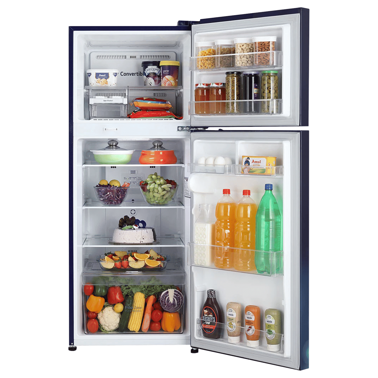 LG 260 Litres 2 Star Frost Free Double Door Convertible Refrigerator with Multi Air Flow System (GL-S292RBCY.DBCZEB, Blue Charm)_5