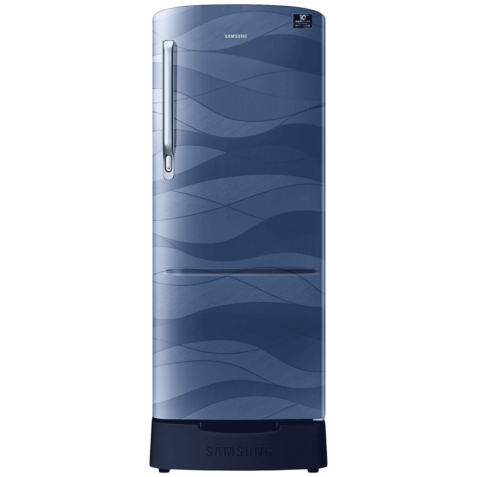 SAMSUNG Stylish Grande 212 Litres 4 Star Direct Cool Single Door Refrigerator with Base Stand Drawer (RR22T385XUV/HL, Blue)_1