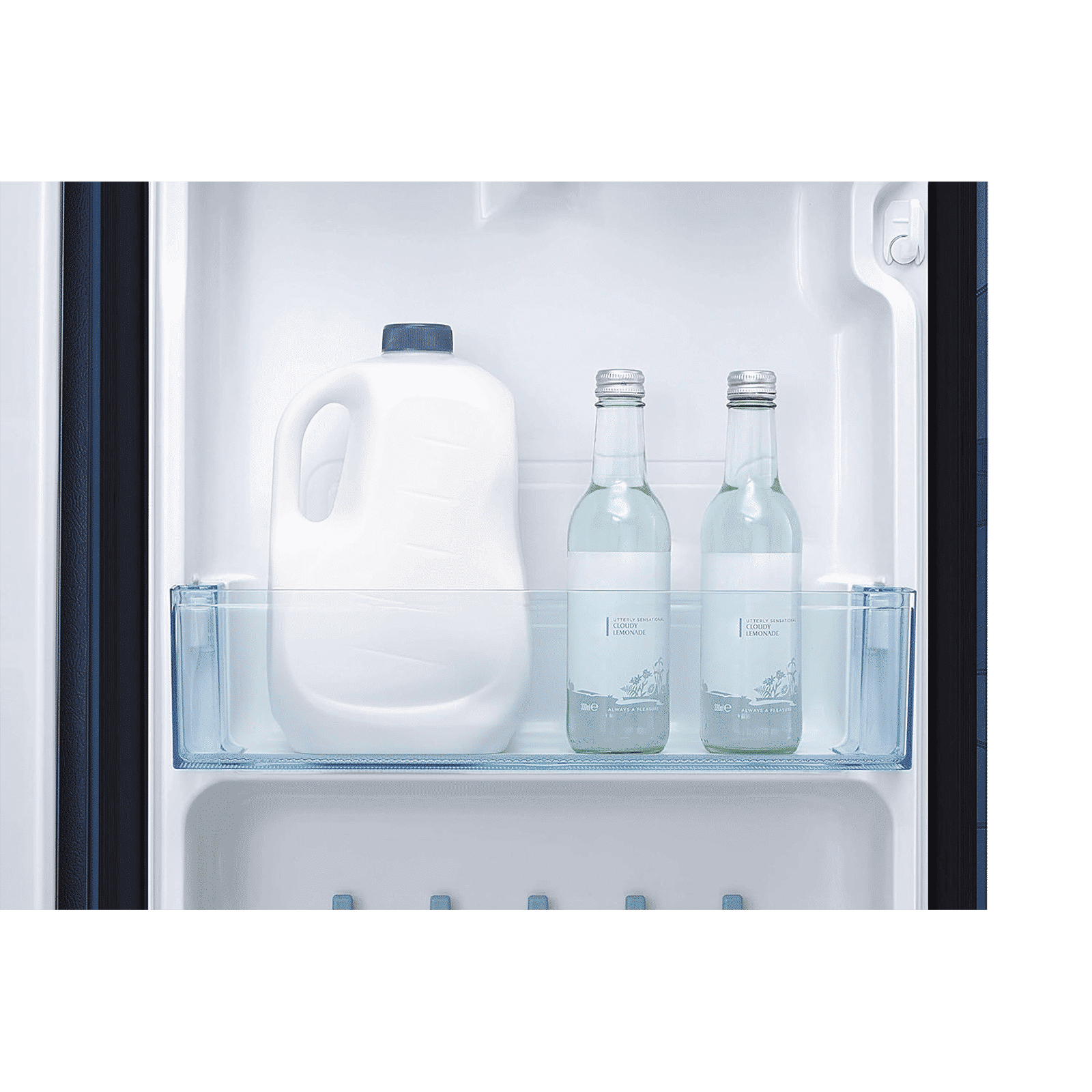 SAMSUNG Stylish Grande 212 Litres 4 Star Direct Cool Single Door Refrigerator with Base Stand Drawer (RR22T385XUV/HL, Blue)_11