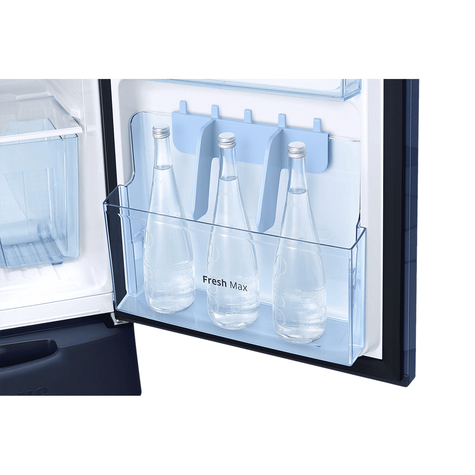 SAMSUNG Stylish Grande 212 Litres 4 Star Direct Cool Single Door Refrigerator with Base Stand Drawer (RR22T385XUV/HL, Blue)_12