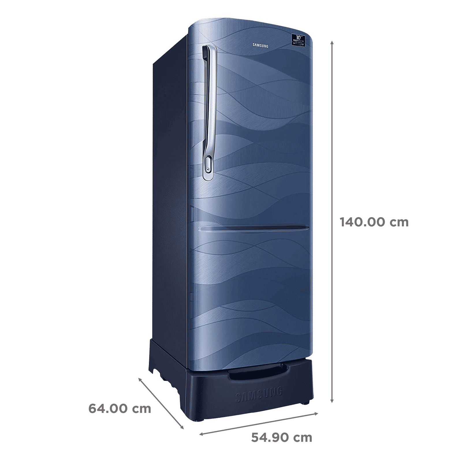 SAMSUNG Stylish Grande 212 Litres 4 Star Direct Cool Single Door Refrigerator with Base Stand Drawer (RR22T385XUV/HL, Blue)_3