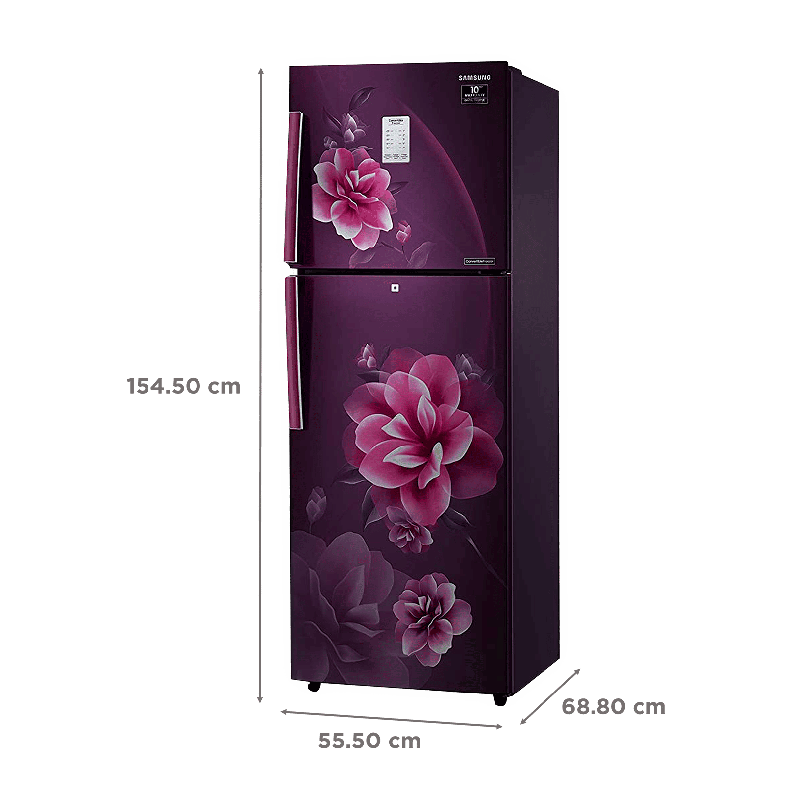 SAMSUNG 253 Litres 2 Star Frost Free Double Door Convertible Refrigerator with Stabilizer Free Operation (RT28T3932CR/HL, Camellia Purple)_3