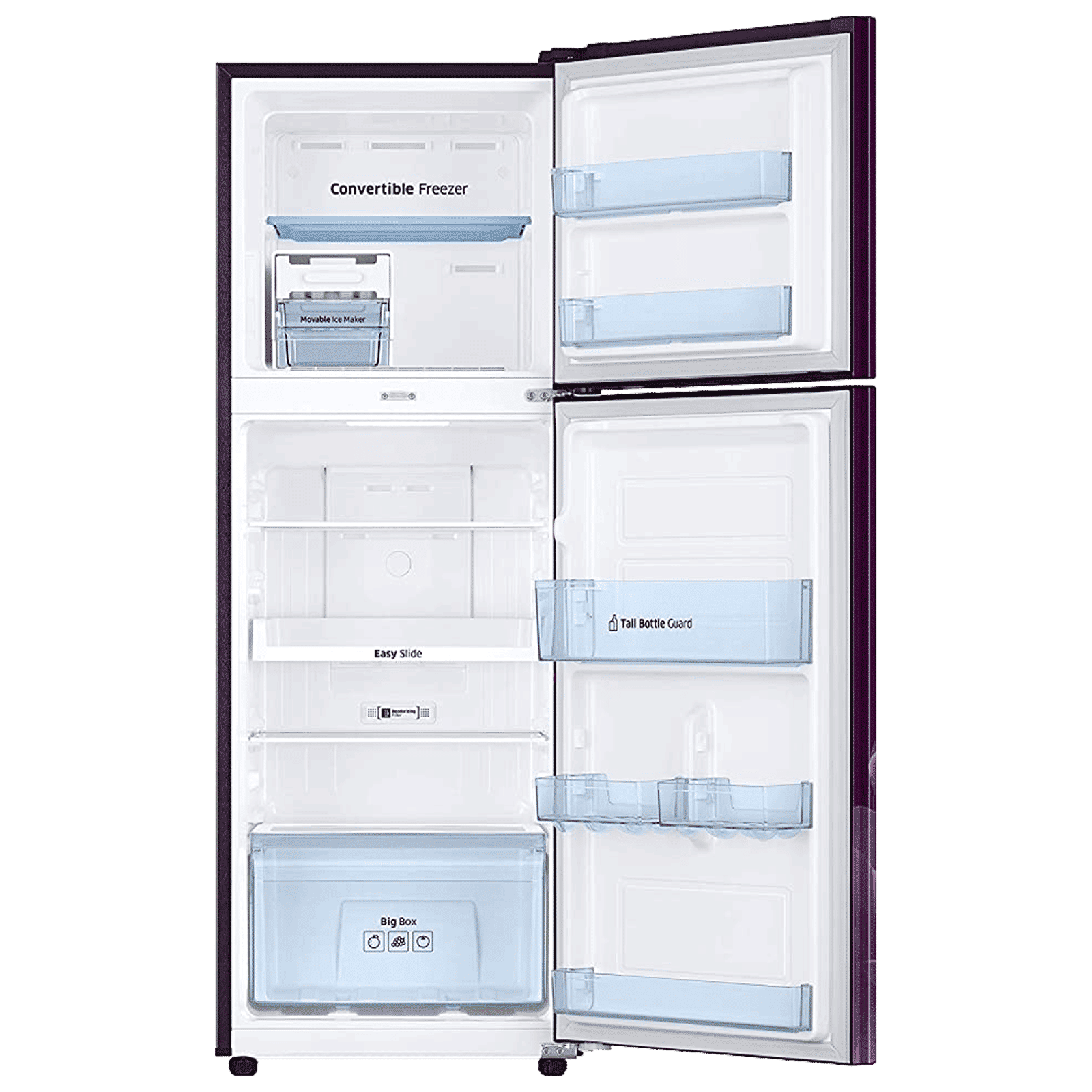 SAMSUNG 253 Litres 2 Star Frost Free Double Door Convertible Refrigerator with Stabilizer Free Operation (RT28T3932CR/HL, Camellia Purple)_6