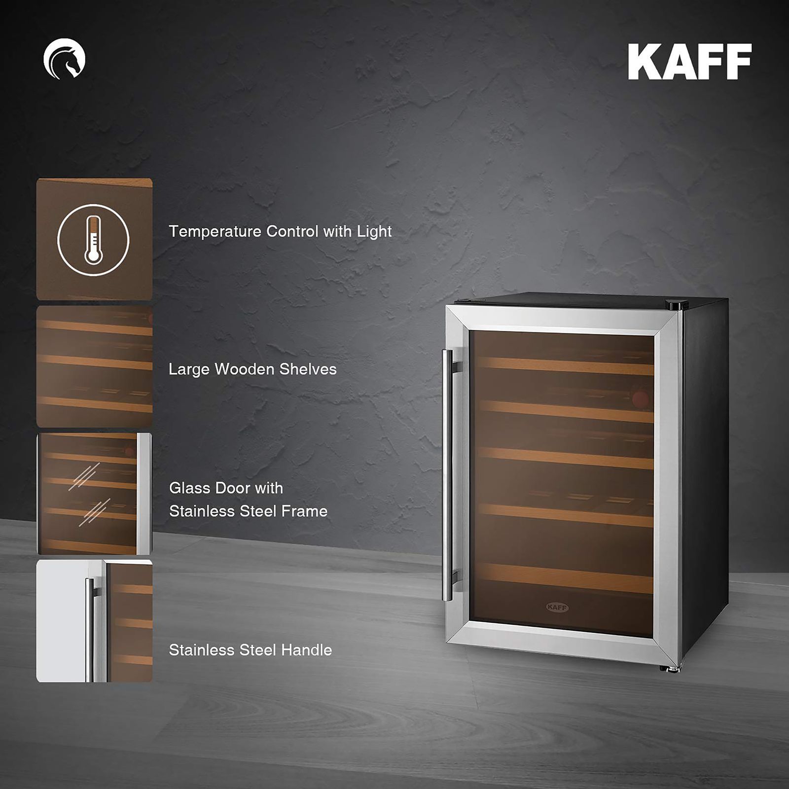 KAFF 50 Litres 16 Bottles Wine Cooler (Inner Glass with UV-Protection, KWC 62, Black) KAFF 50 Litres 16 Bottles Wine Cooler (Inner Glass with UV-Protection, KWC 62, Black)_13