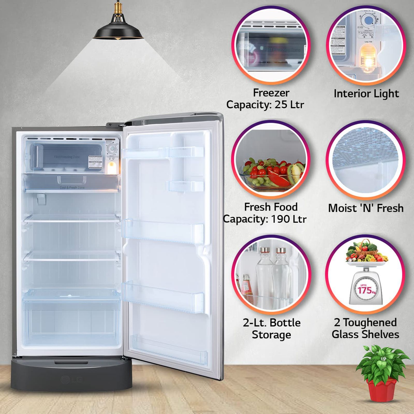 LG 215 Litres 3 Star Direct Cool Single Door Refrigerator with Stabilizer Free Operation (GL-D221APZD, Shiny Steel)_14