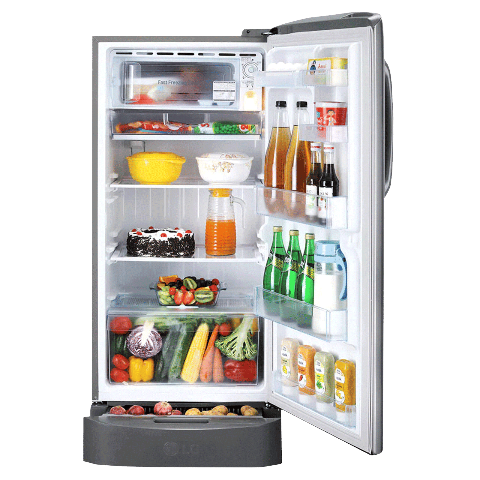 LG 215 Litres 3 Star Direct Cool Single Door Refrigerator with Stabilizer Free Operation (GL-D221APZD, Shiny Steel)_5