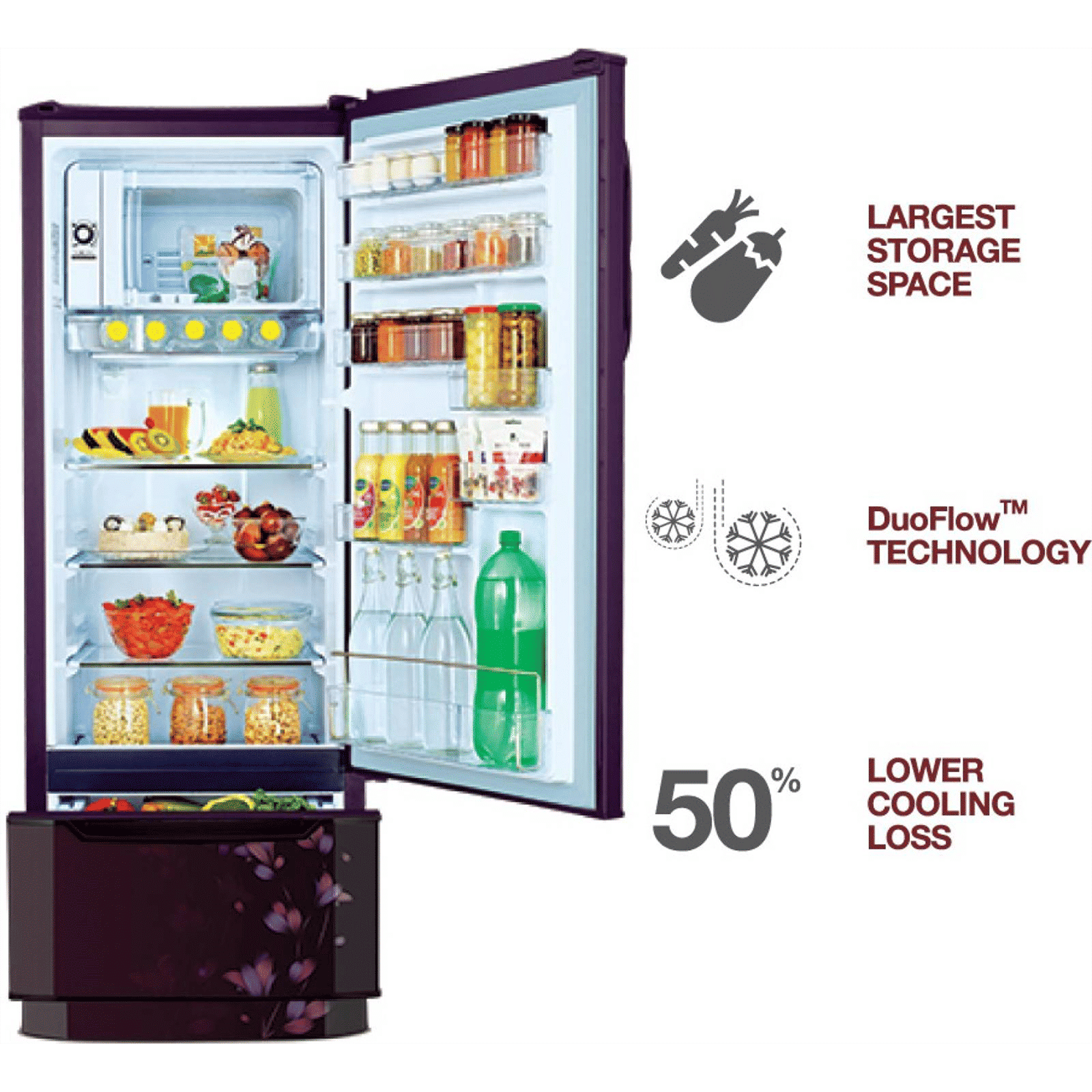 Godrej Edge Duo 255 Litres 3 Star Direct Cool Single Door Refrigerator with Duo Flow Technology (RD EDGE DUO 270C 33 TDI, Jade Wine)_14