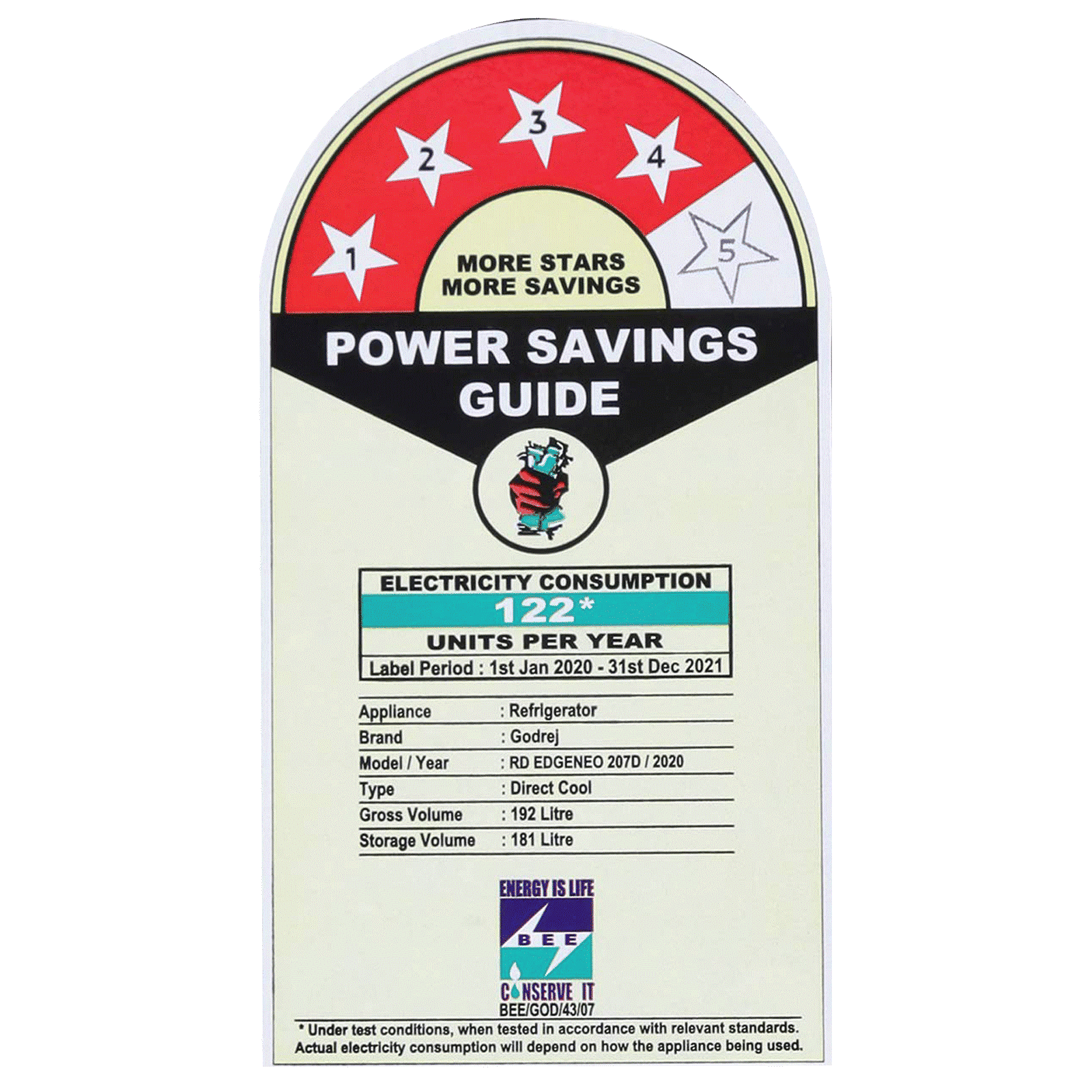 Godrej Edge Neo 192 Litres 4 Star Direct Cool Single Door Refrigerator with Turbo Cooling Technology (RD EDGE NEO 207D 43 THI, Zen Wine)_9