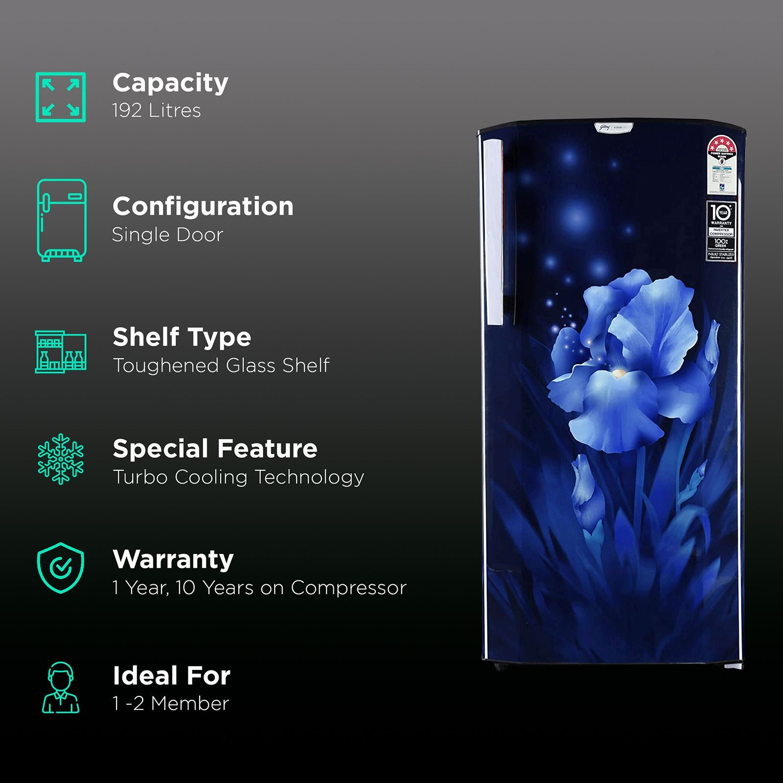 Godrej Edge Neo 192 Litres 5 Star Direct Cool Single Door Refrigerator with Turbo Cooling Technology (RD EDGE NEO 207E 53 THI, Aqua Blue) Godrej Edge Neo 192 Litres 5 Star Direct Cool Single Door Refrigerator with Turbo Cooling Technology (RD EDGE NEO 207E 53 THI, Aqua Blue)_2