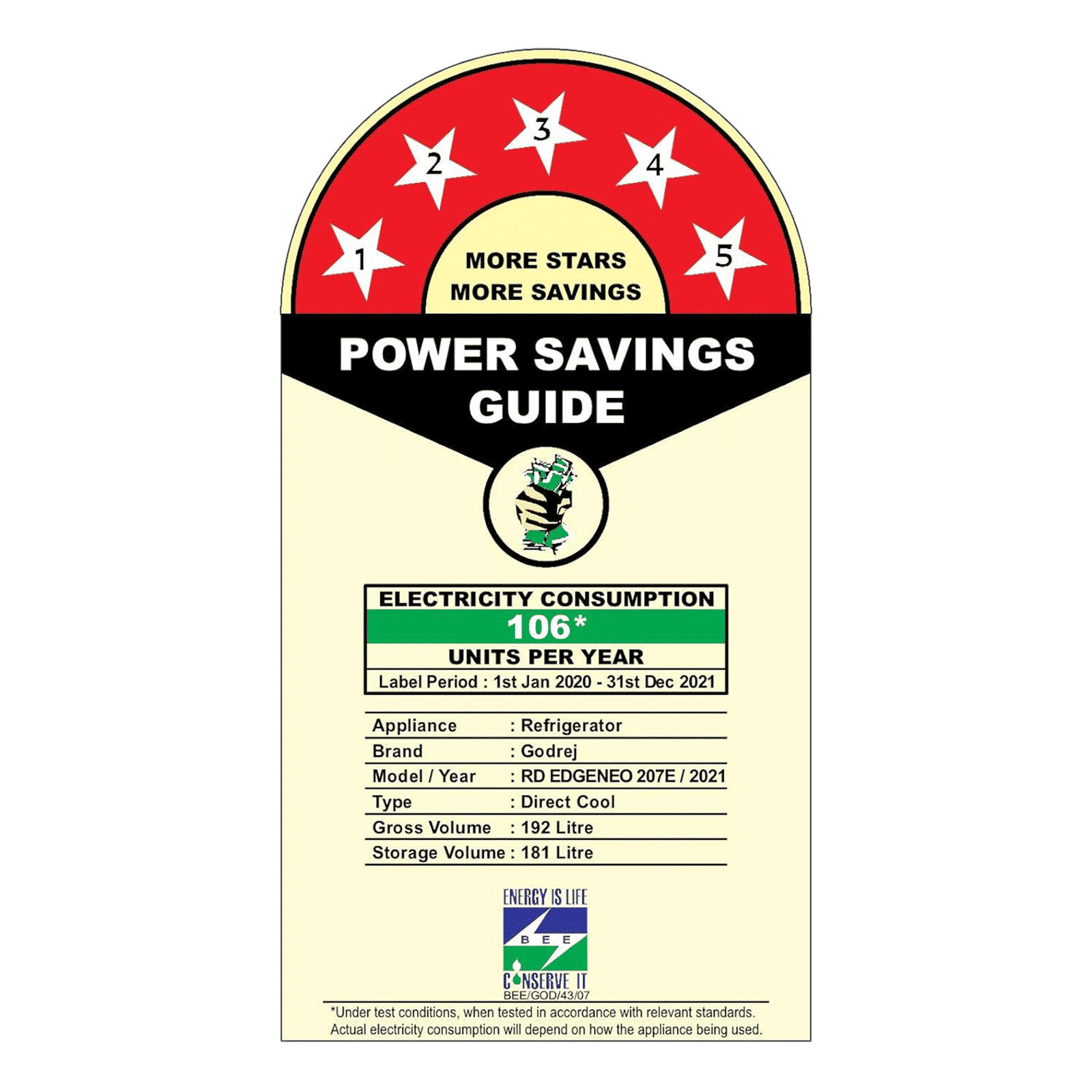 Godrej Edge Neo 192 Litres 5 Star Direct Cool Single Door Refrigerator with Turbo Cooling Technology (RD EDGE NEO 207E 53 THI, Aqua Wine)_8