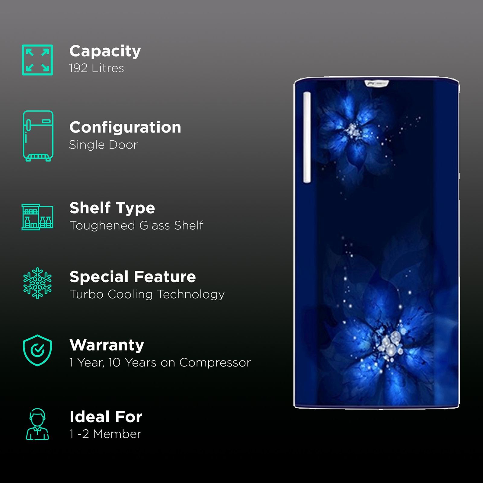 Godrej Edge Rio 192 Litres 4 Star Direct Cool Single Door Refrigerator with Turbo Cooling Technology (RD EDGE RIO 207D 43 THI, Zen Blue)_2