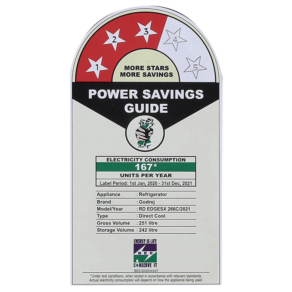 Godrej Edge SX 251 Litres 3 Star Direct Cool Single Door Refrigerator with Uniform Cooling Technology (RD EDGE SX 266C 33 TAI, Glass Wine)_9