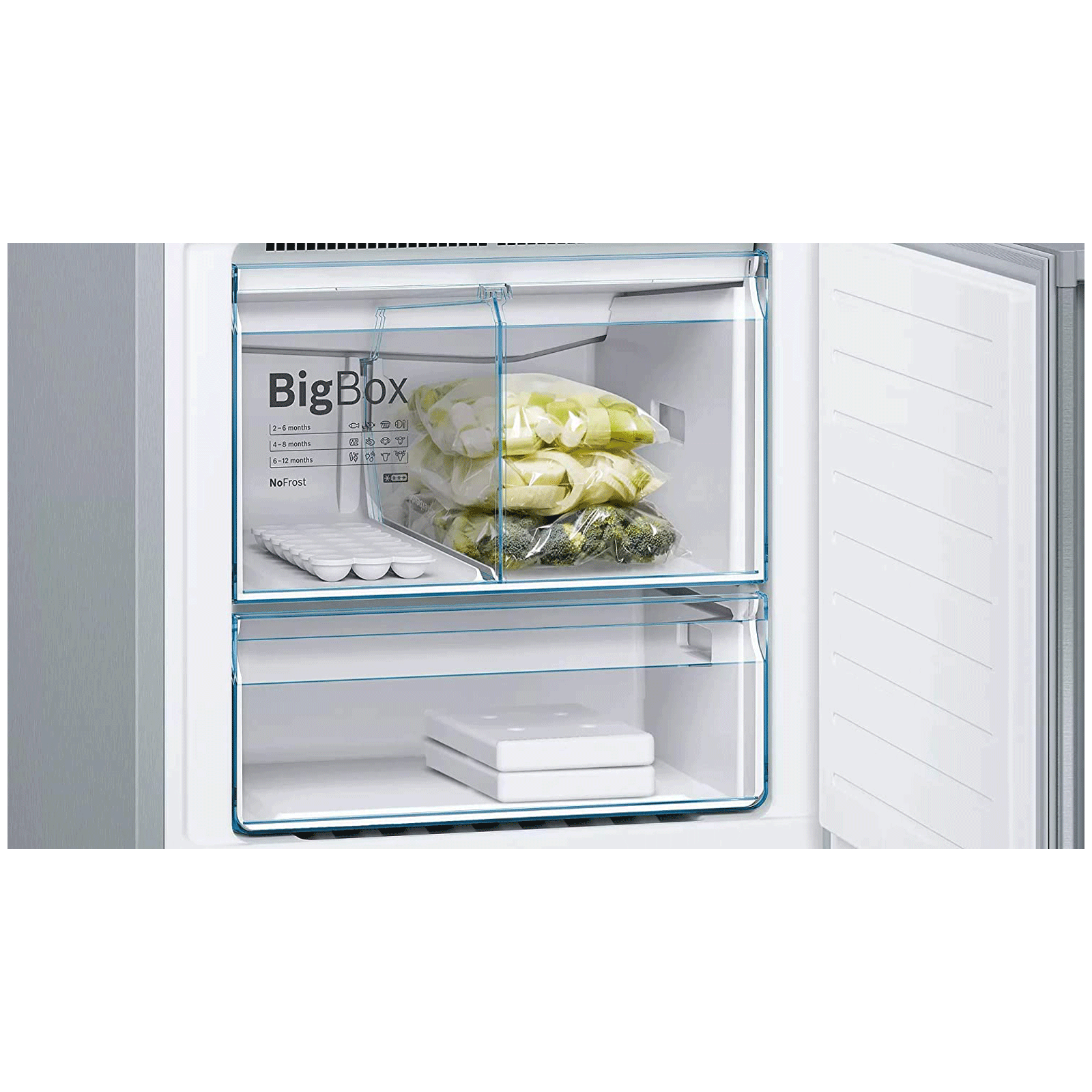 BOSCH Series 4 505 Litres 2 Star Frost Free Double Door Bottom Mount Refrigerator with Temperature Display (KGN56XI40I, Inox)_7
