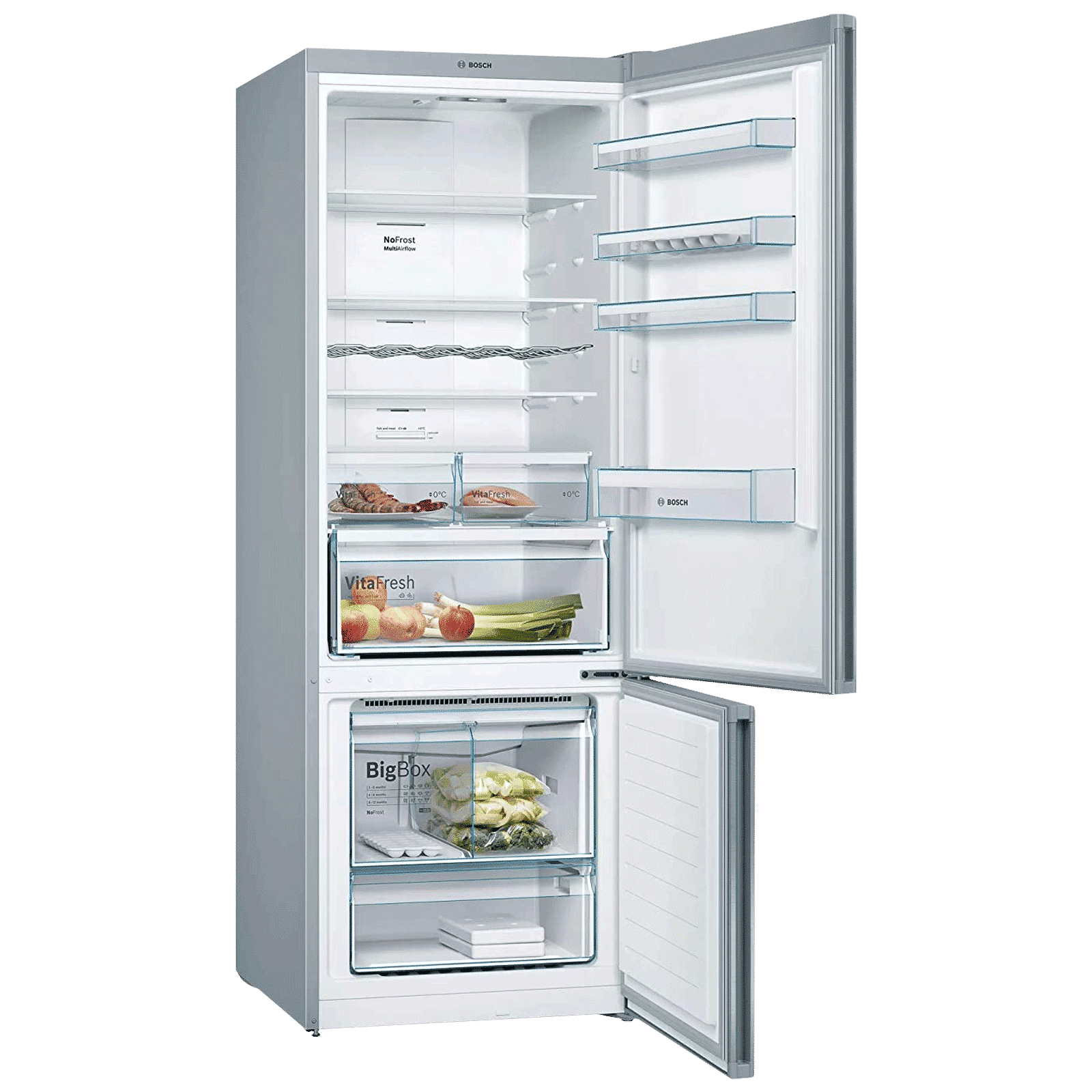 BOSCH Series 4 505 Litres 2 Star Frost Free Double Door Bottom Mount Refrigerator with Temperature Display (KGN56XI40I, Inox)_4