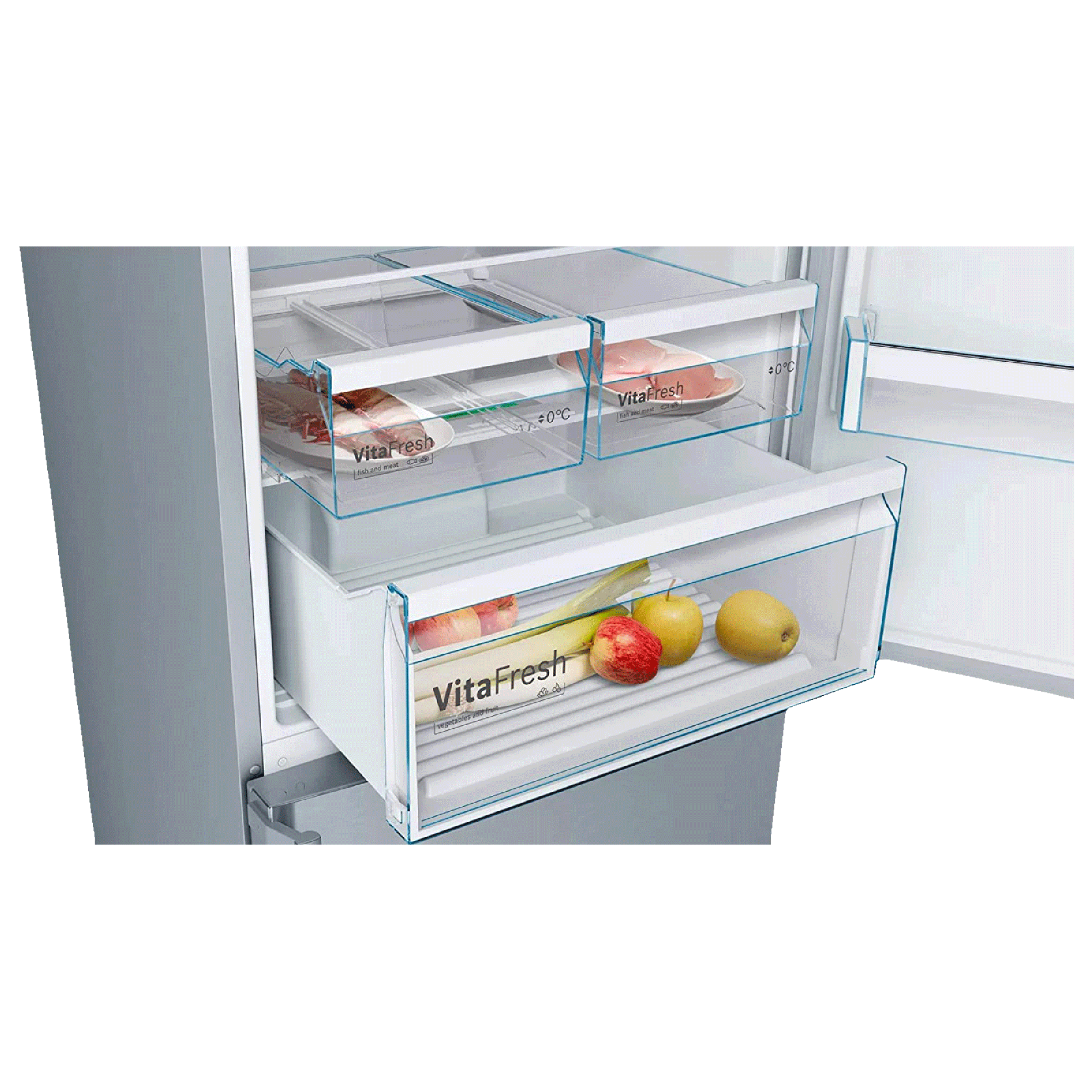 BOSCH Series 4 505 Litres 2 Star Frost Free Double Door Bottom Mount Refrigerator with Temperature Display (KGN56XI40I, Inox)_5