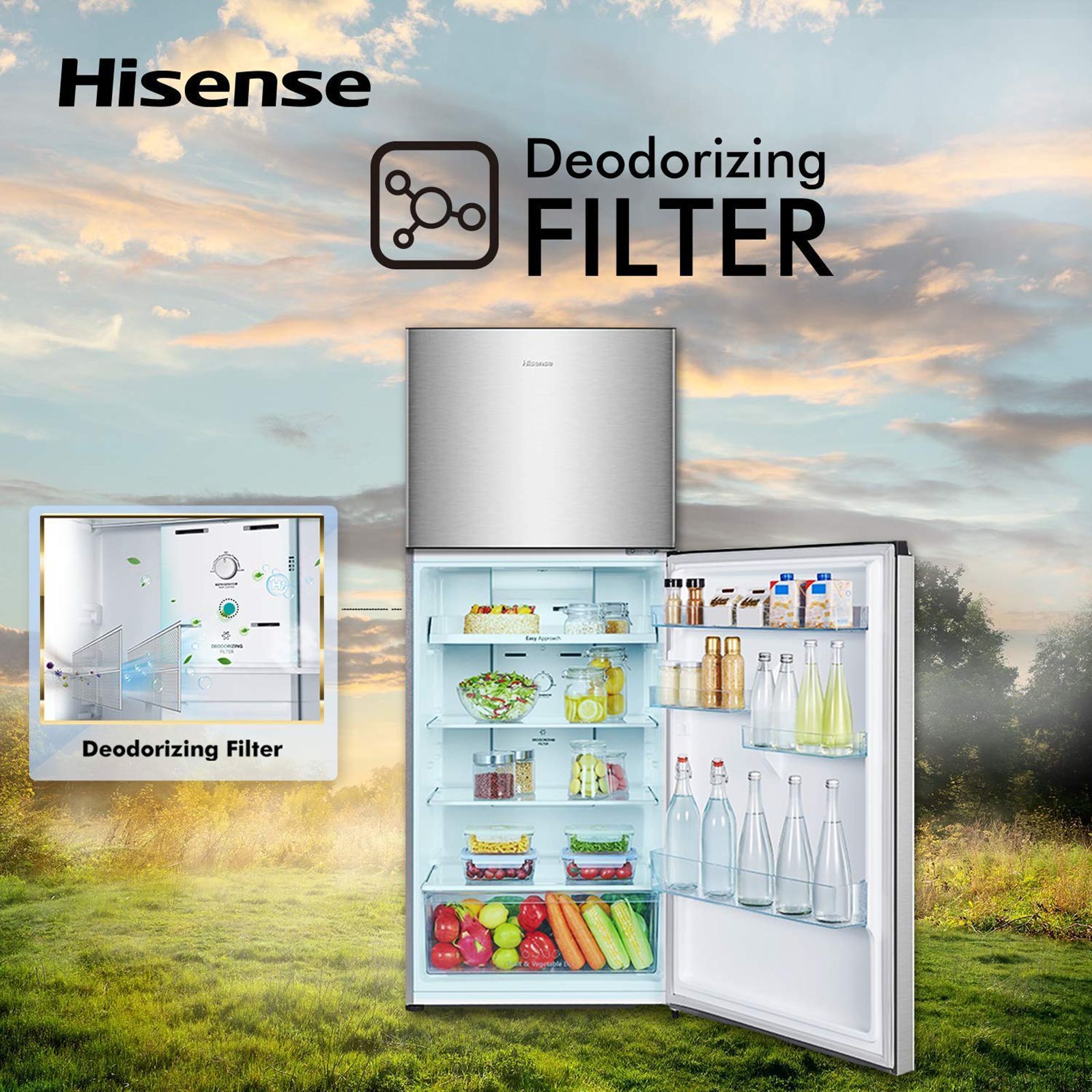 Hisense 411 Litres 2 Star Frost Free Double Door Bottom Mount Refrigerator with Surround Cooling System (RT488N4ASB2, Stainless Steel) Hisense 411 Litres 2 Star Frost Free Double Door Bottom Mount Refrigerator with Surround Cooling System (RT488N4ASB2, Stainless Steel)_12